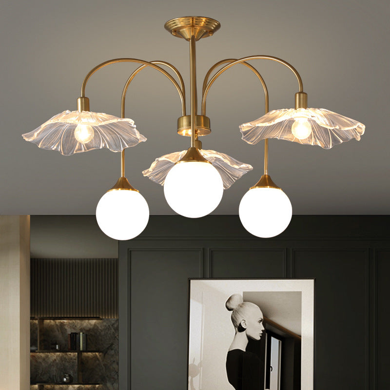 Valentina Nordic LED Chandelier Gold Glass Living/Dining Room/Bedroom - Neutralighting