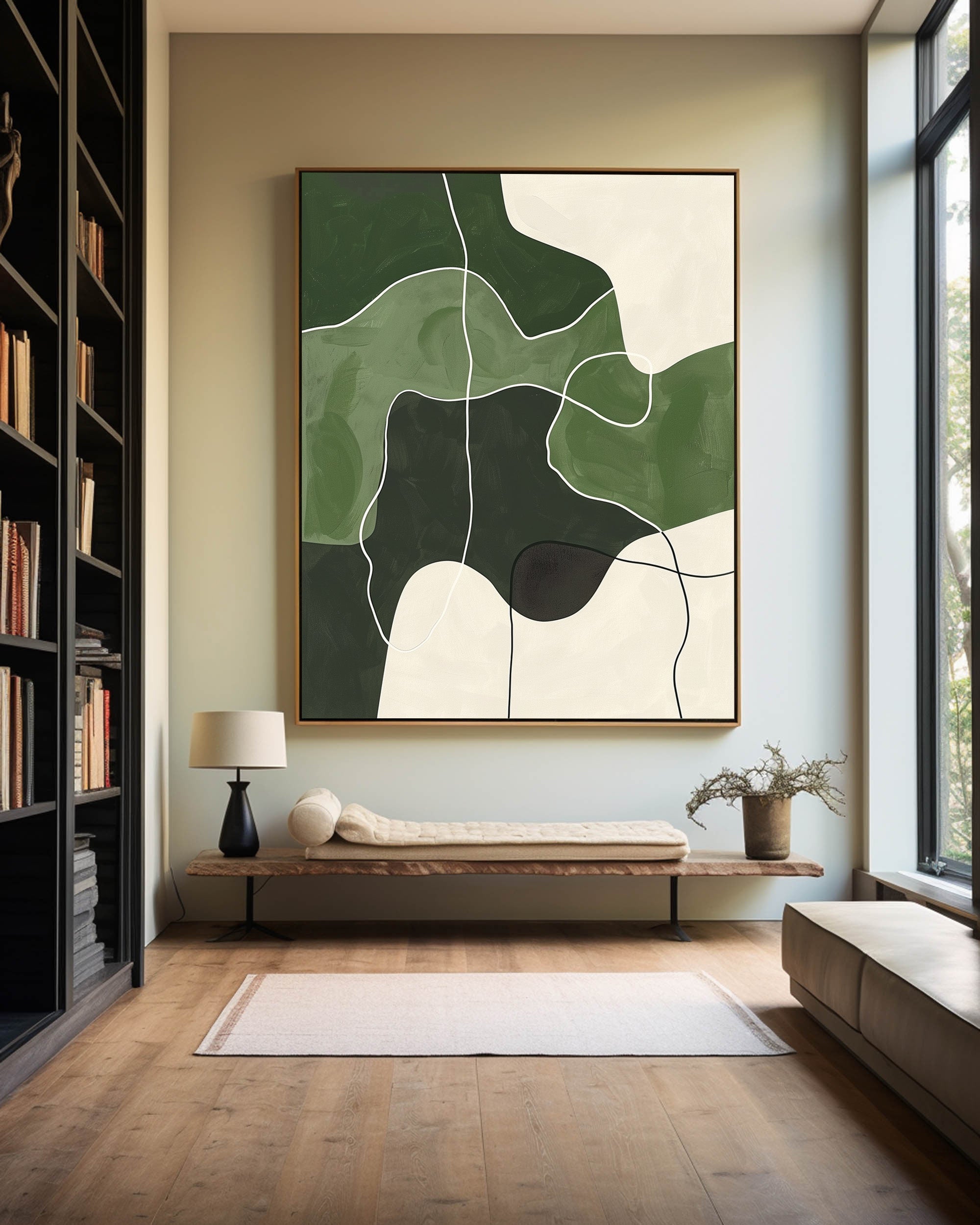 Green Abstract Organic Shapes Painting