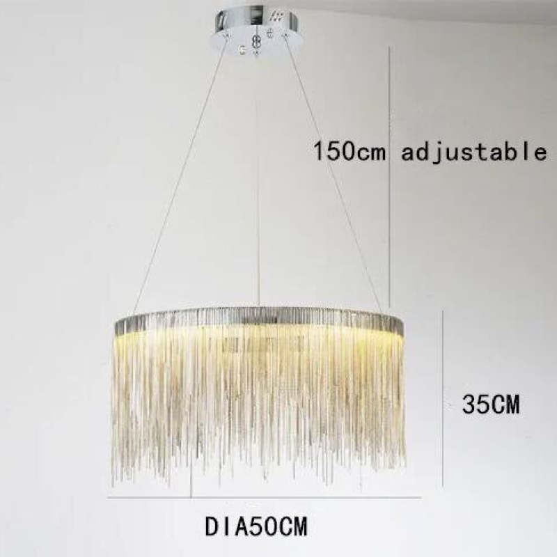 Arisha Tassel Chain Art Deco Pendant Light Silver/Gold Living Room/Hall - Neutralighting