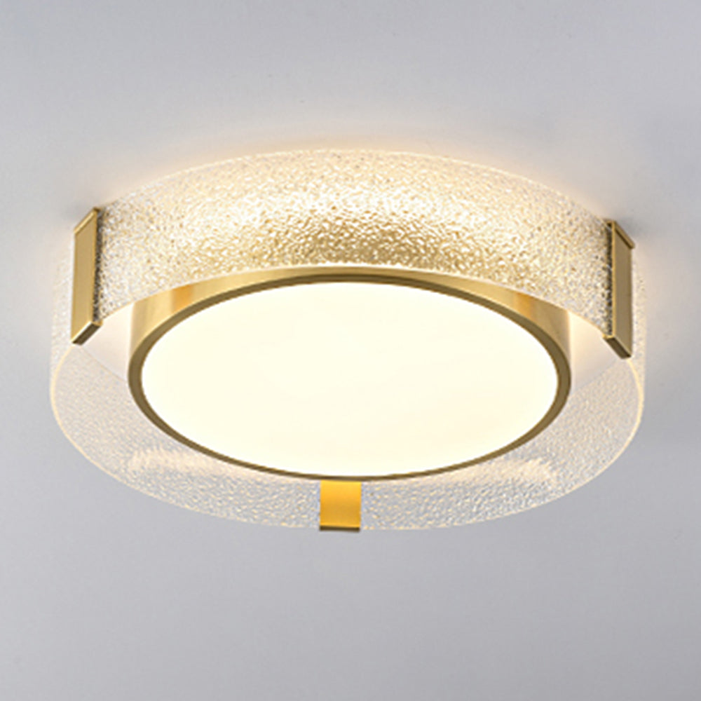 Arisha Modern Round Metal/Glass Flush Mount Ceiling Light, Gold - Neutralighting