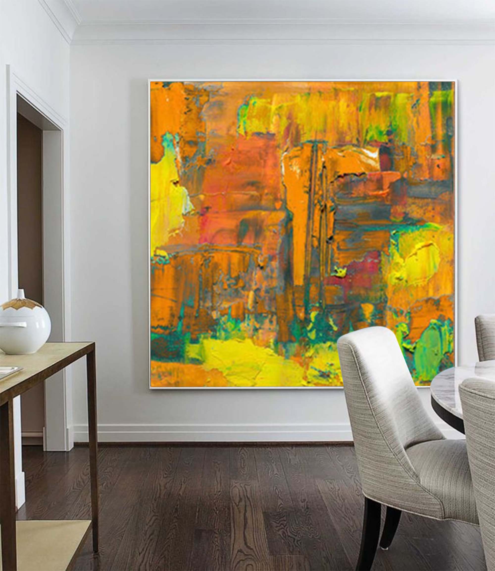 Vibrant Textured Abstract Cityscape Canvas Wall Art