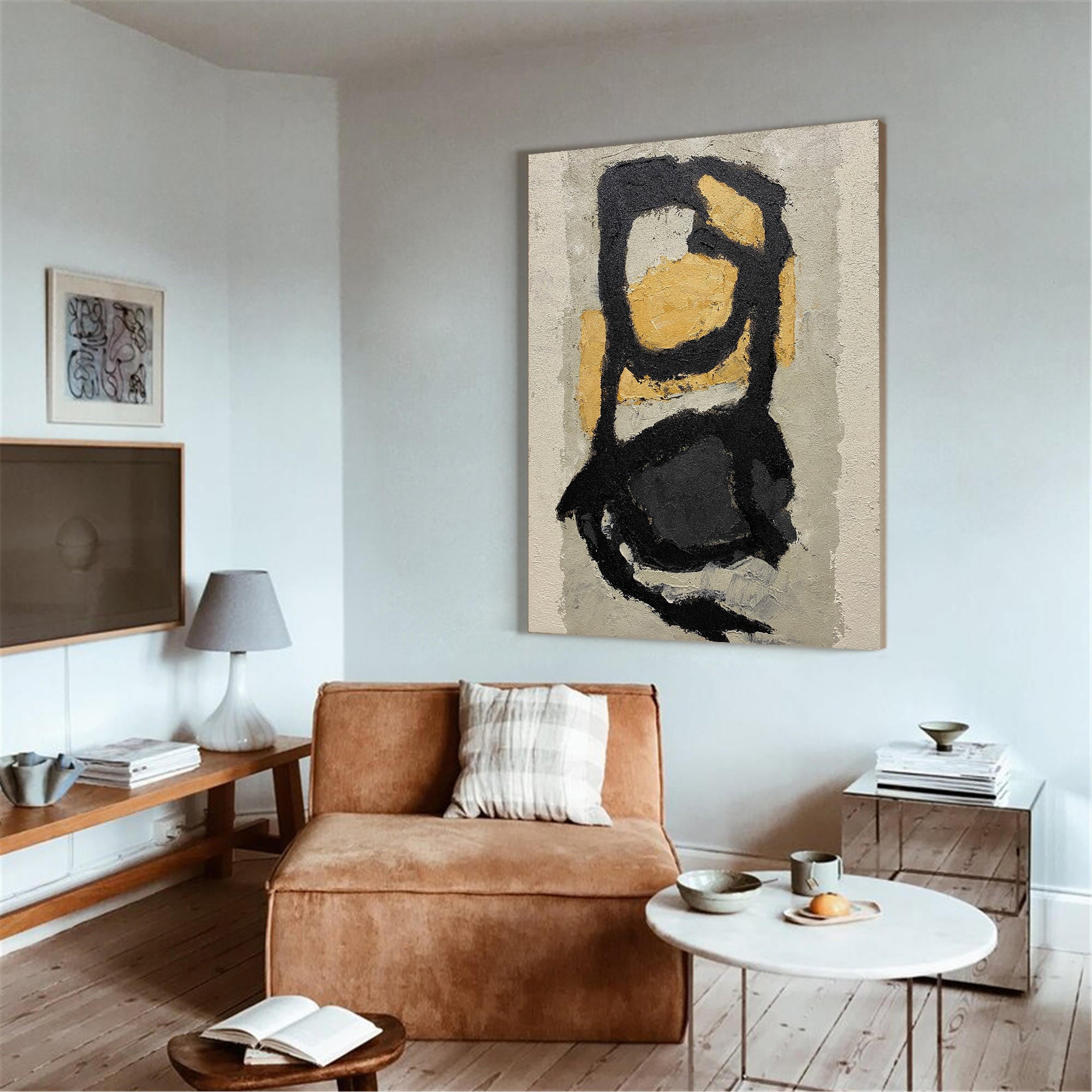 Black Gold Abstract Painting ABAV116 - Neutralighting