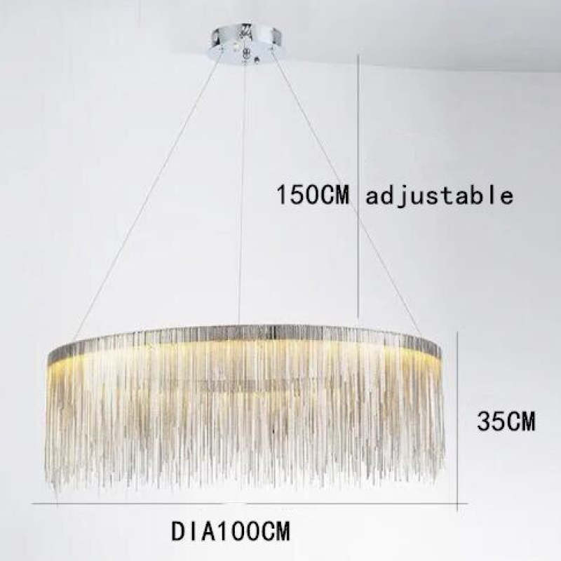 Arisha Tassel Chain Art Deco Pendant Light Silver/Gold Living Room/Hall - Neutralighting