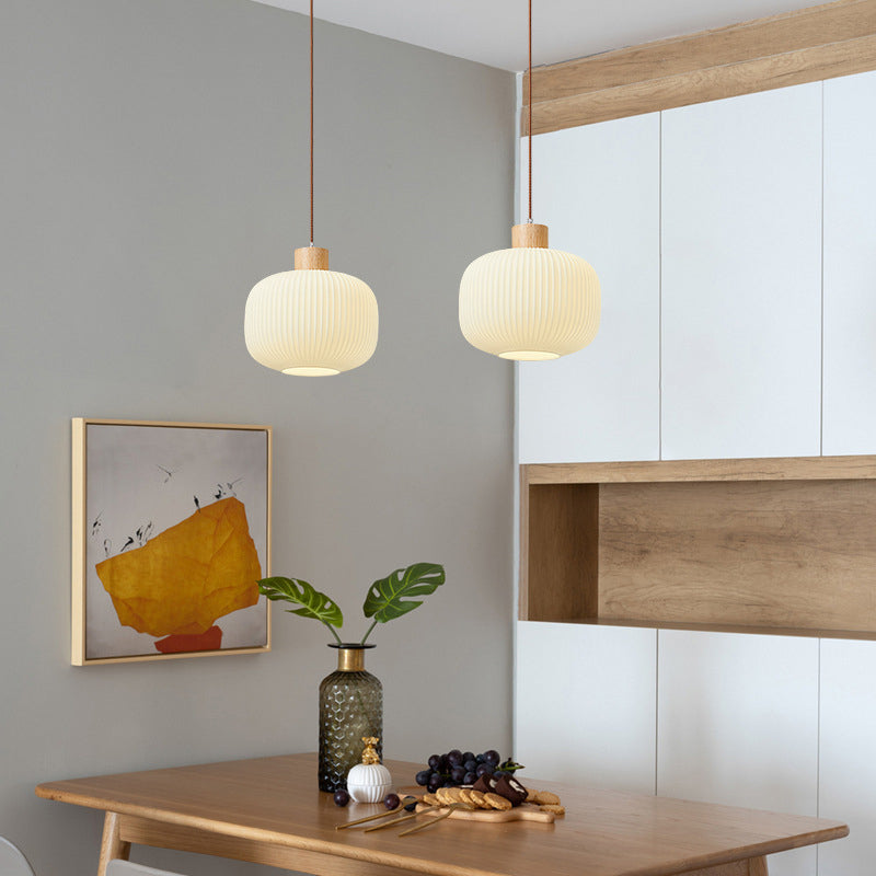 Muto Modern Wood/Glass Pendant Light, White - Neutralighting