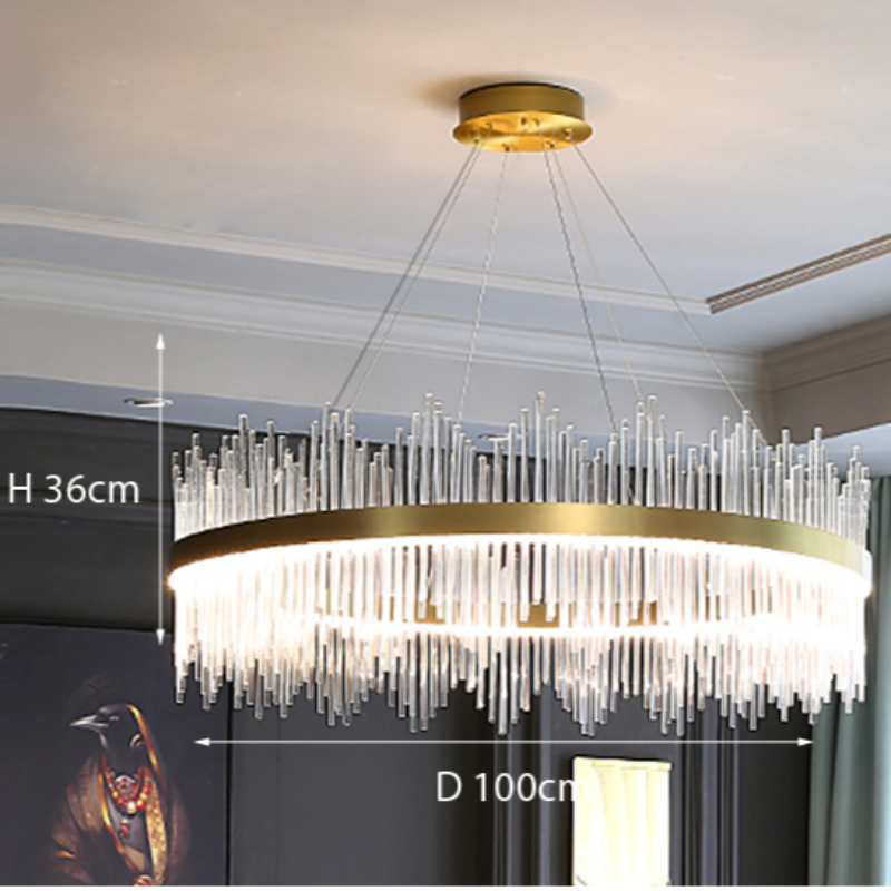 Kristy Modern Round/Rectangular Chain Chandelier, Gold - Neutralighting