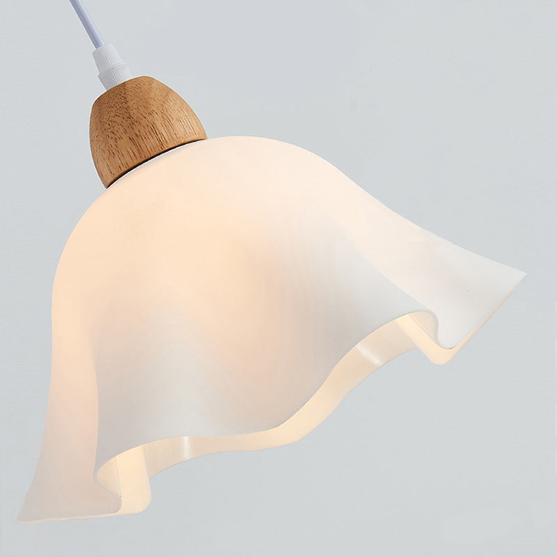 Muto Minimalist Flower Acrylic/Wood Pendant Light, White - Neutralighting