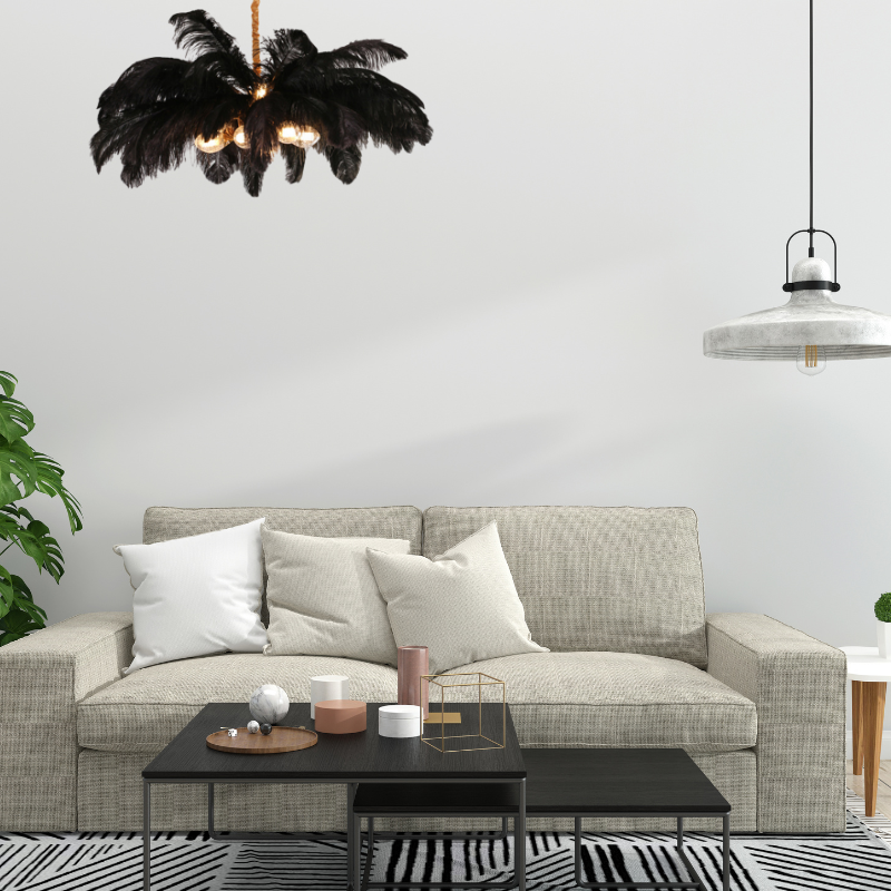 O'Moore Nordic Luxury Pendant Light, Brass/Feather - Neutralighting