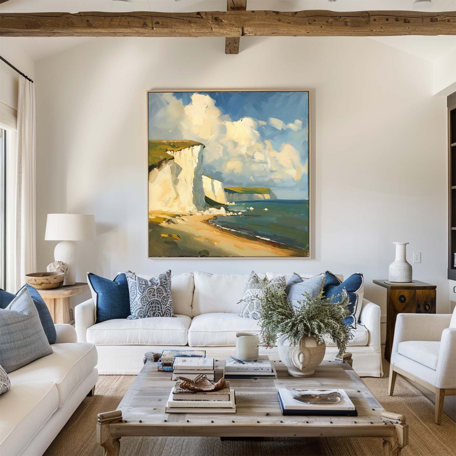Sunlit Coastal Cliffs Landscape Art