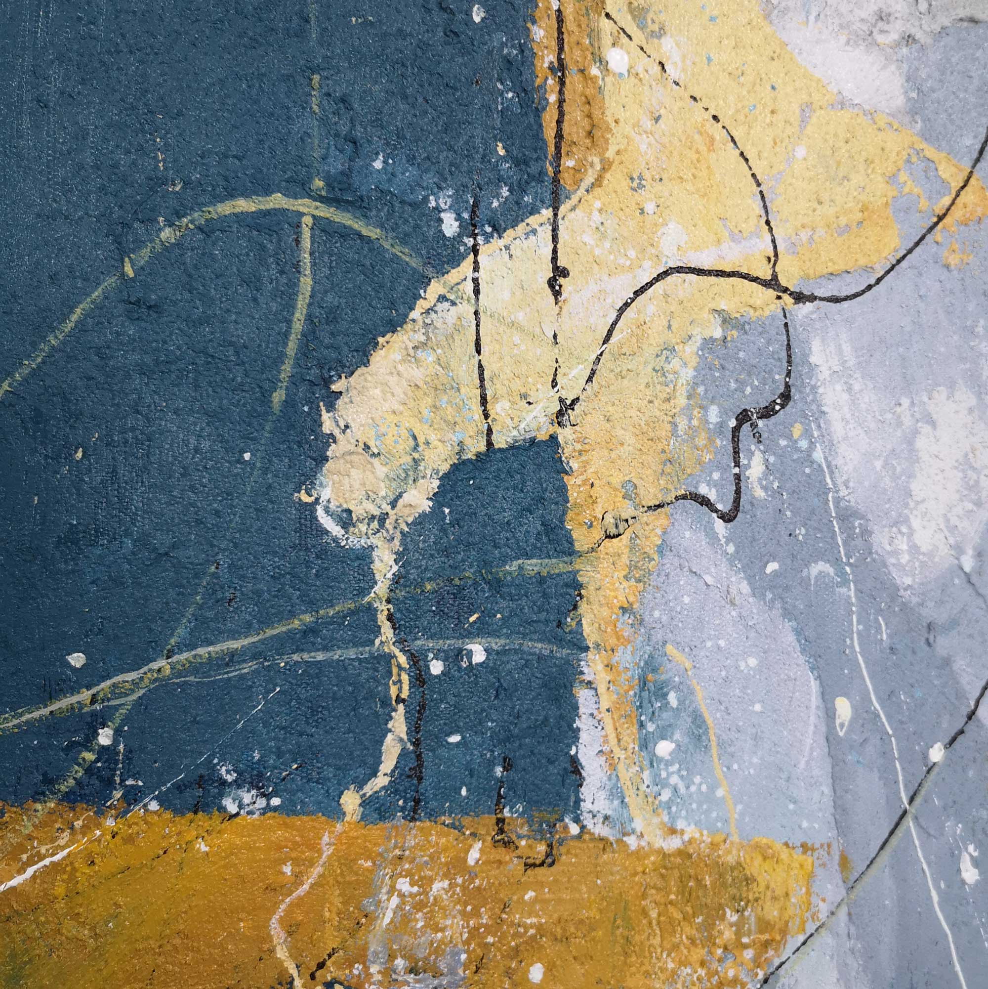 Luxury Color‑Block Abstract  Metallic Gold Vein Textured Artwork