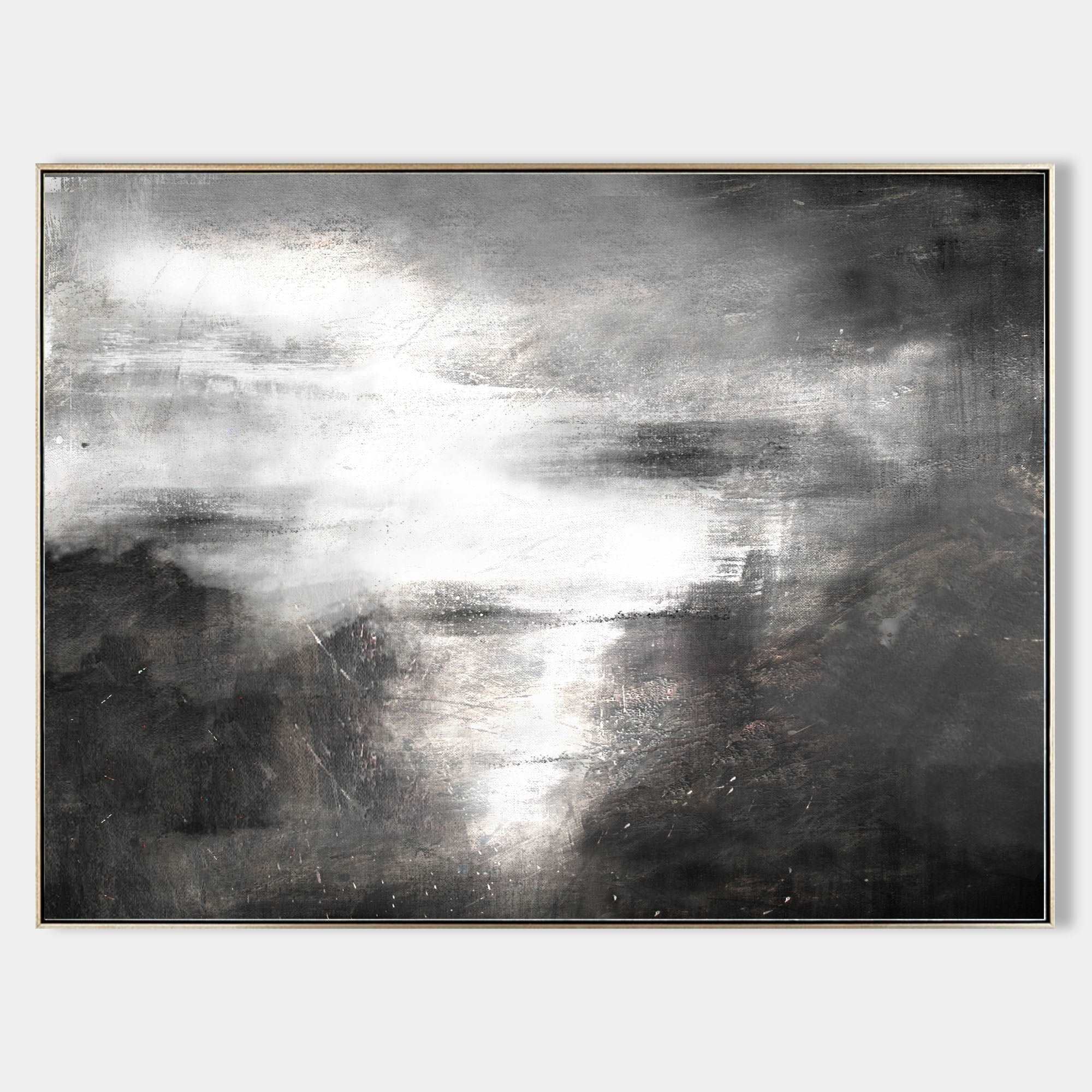 Seascape Black White Ocean Storm Abstract Painting
