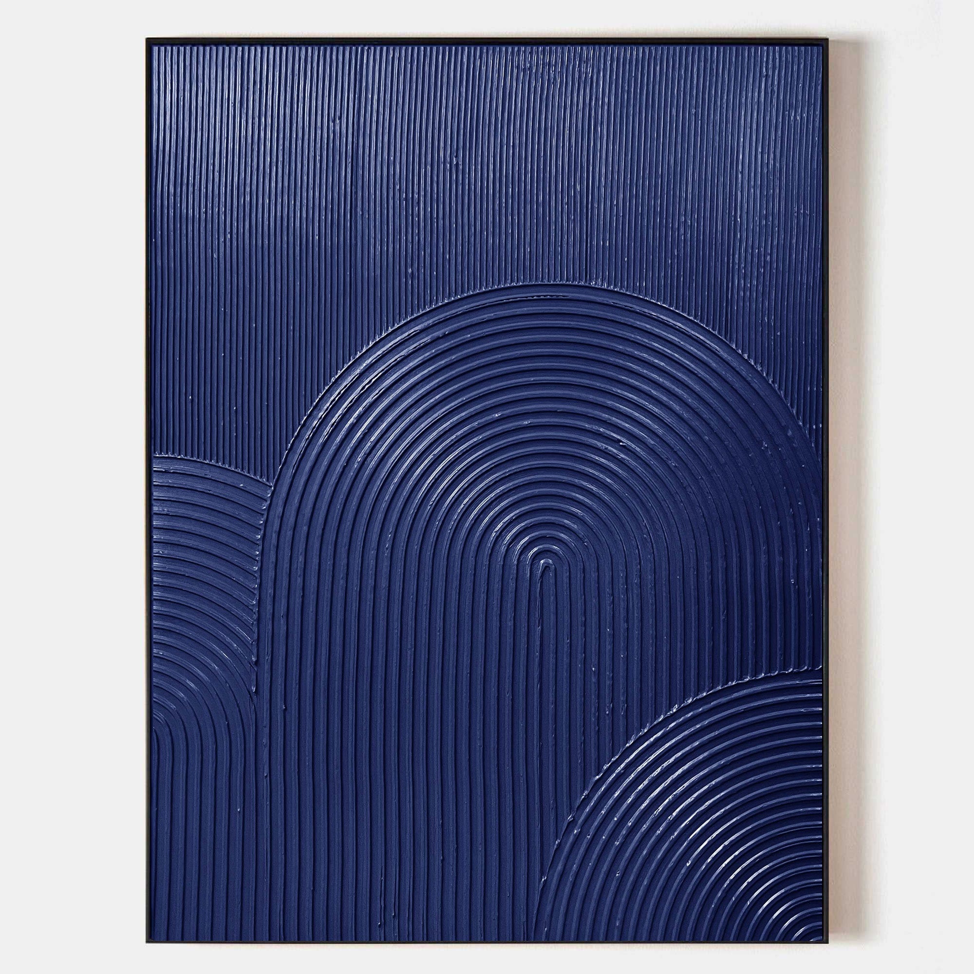 Wall Art Navy Blue Arched Lines Geometric Minimalist Texture Living Room | Neutralighting