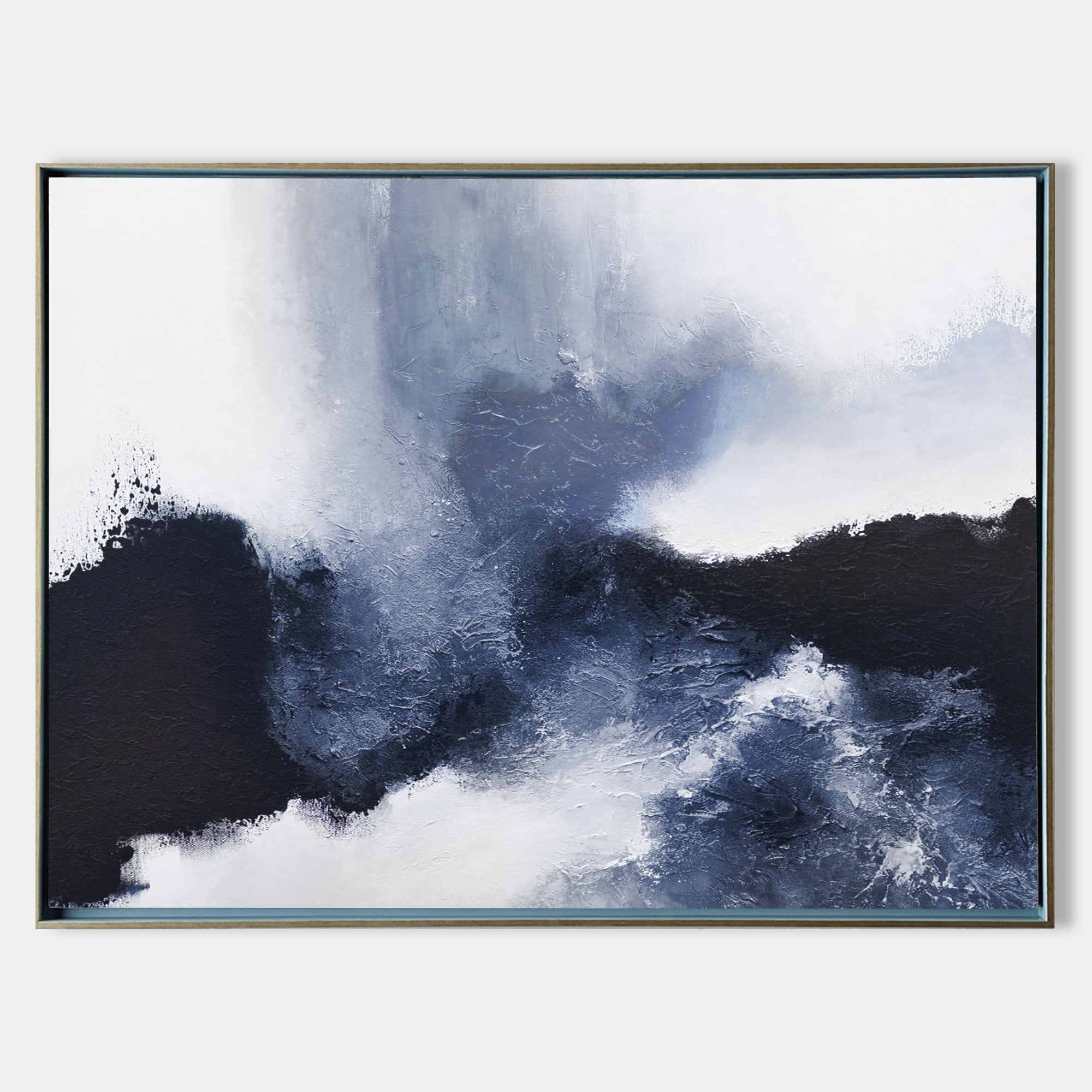 Stormy Blue Abstract Landscape Framed Wall Art