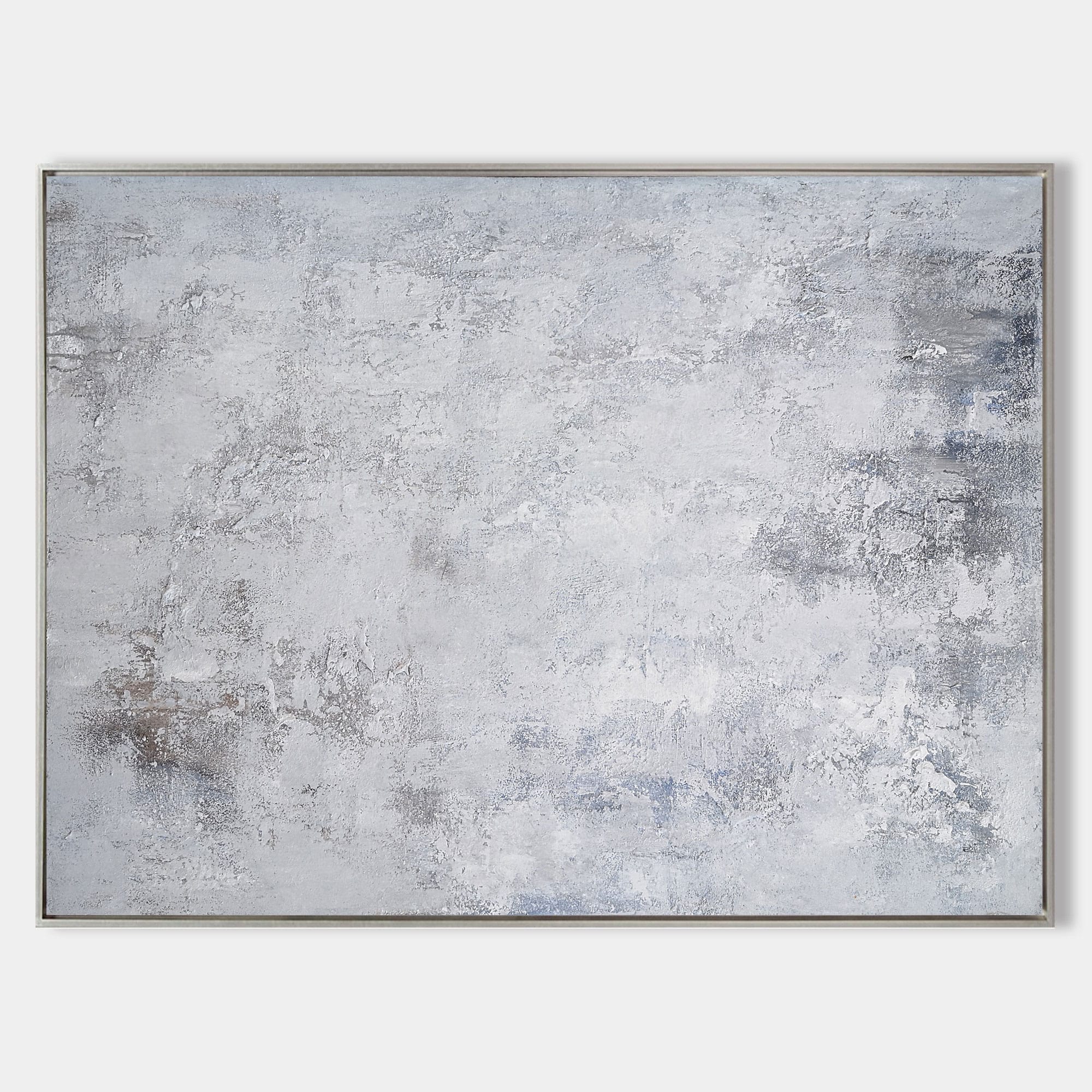 Grey‑Silver‑White Horizontal Abstract  Faded Layered‑Tone Texture Artwork