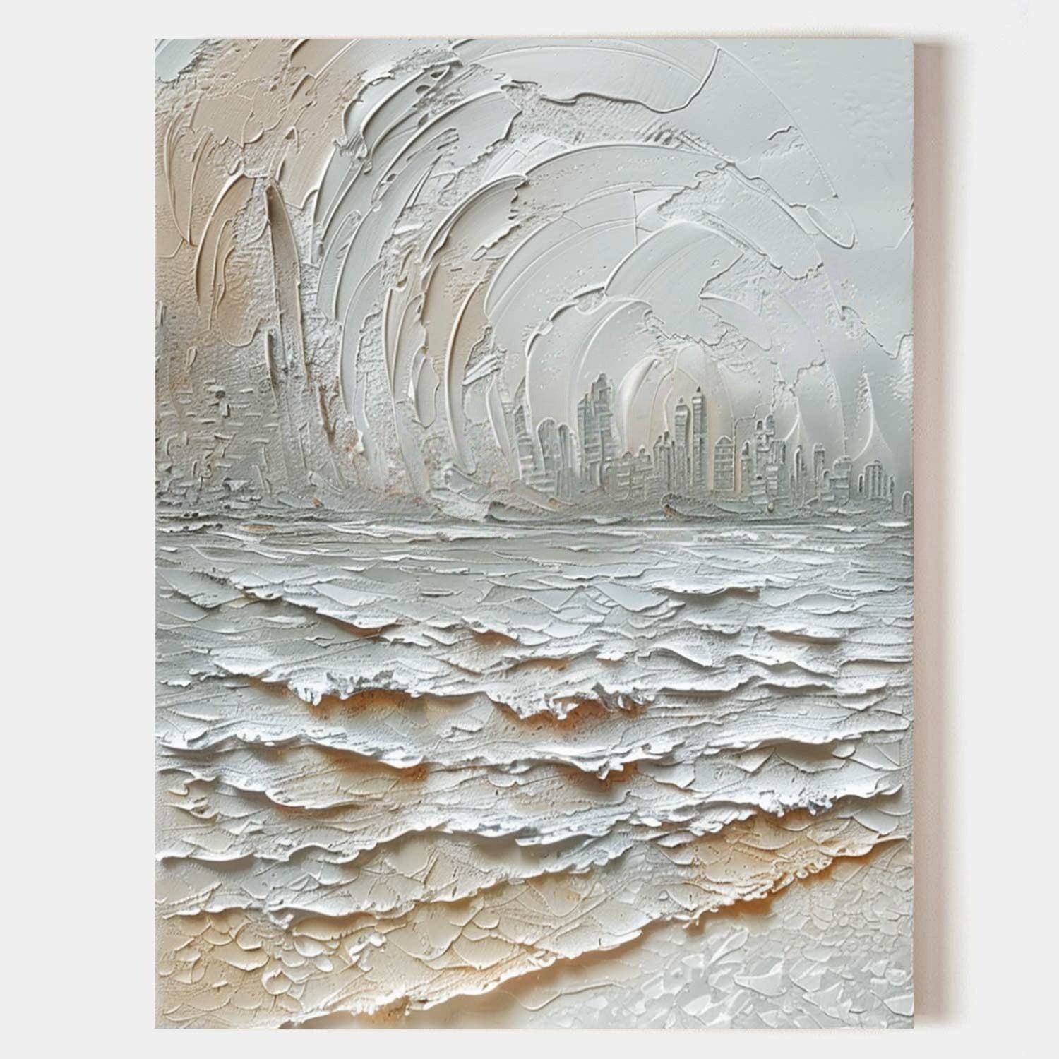 Wall Art Impasto Coastal Cityscape