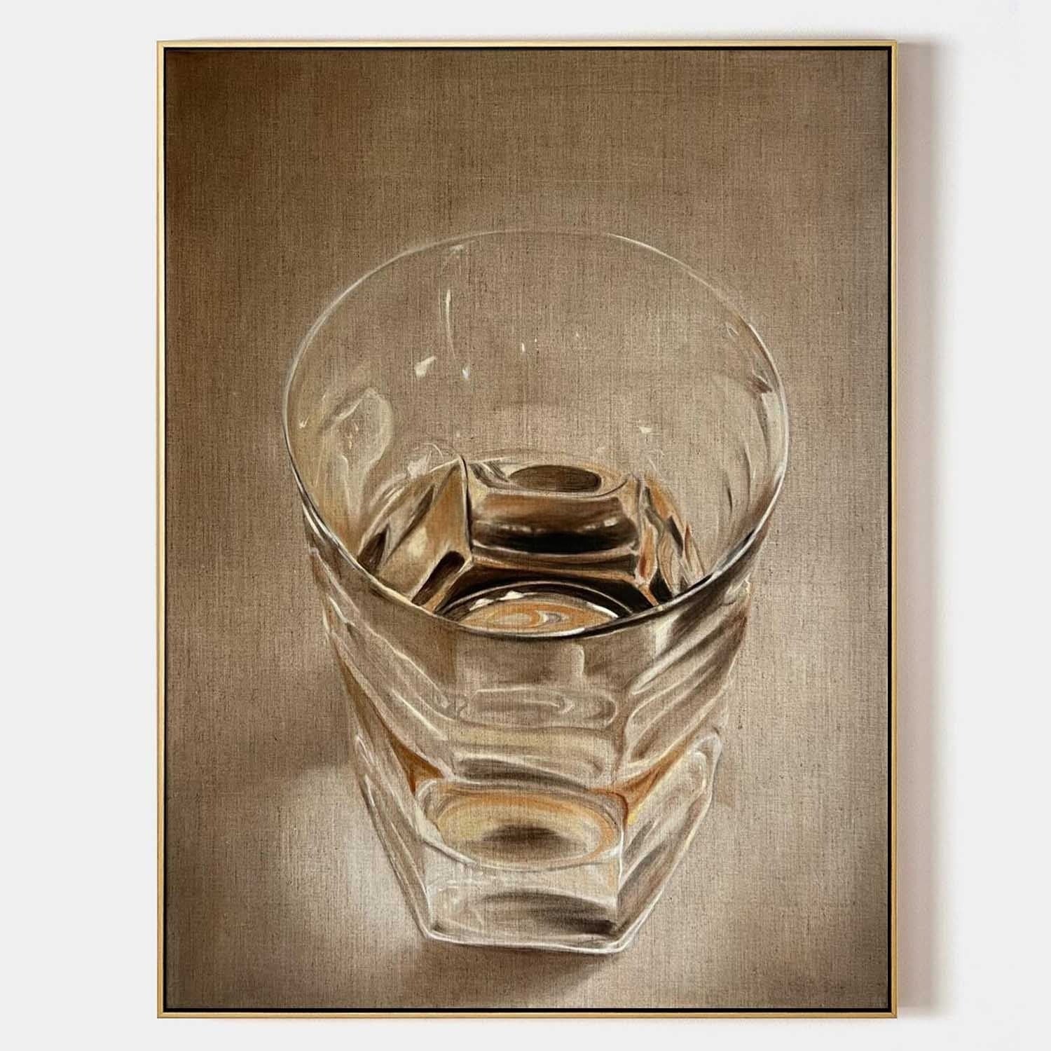Wall Art Realistic Whiskey Glass Hyperrealism