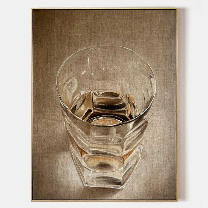 Wall Art Realistic Whiskey Glass Hyperrealism