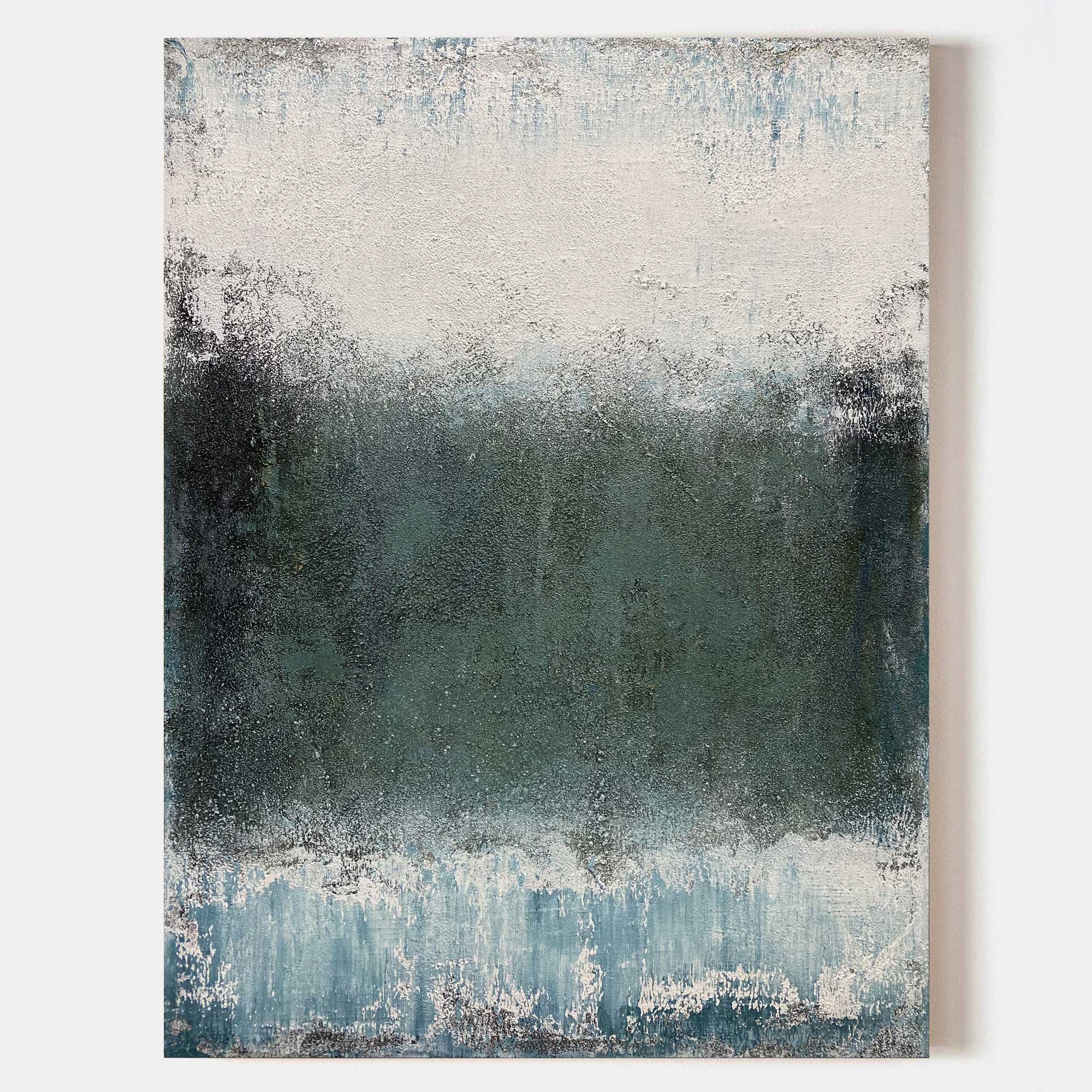 Modern Teal Mist Abstract Canvas Wall Art