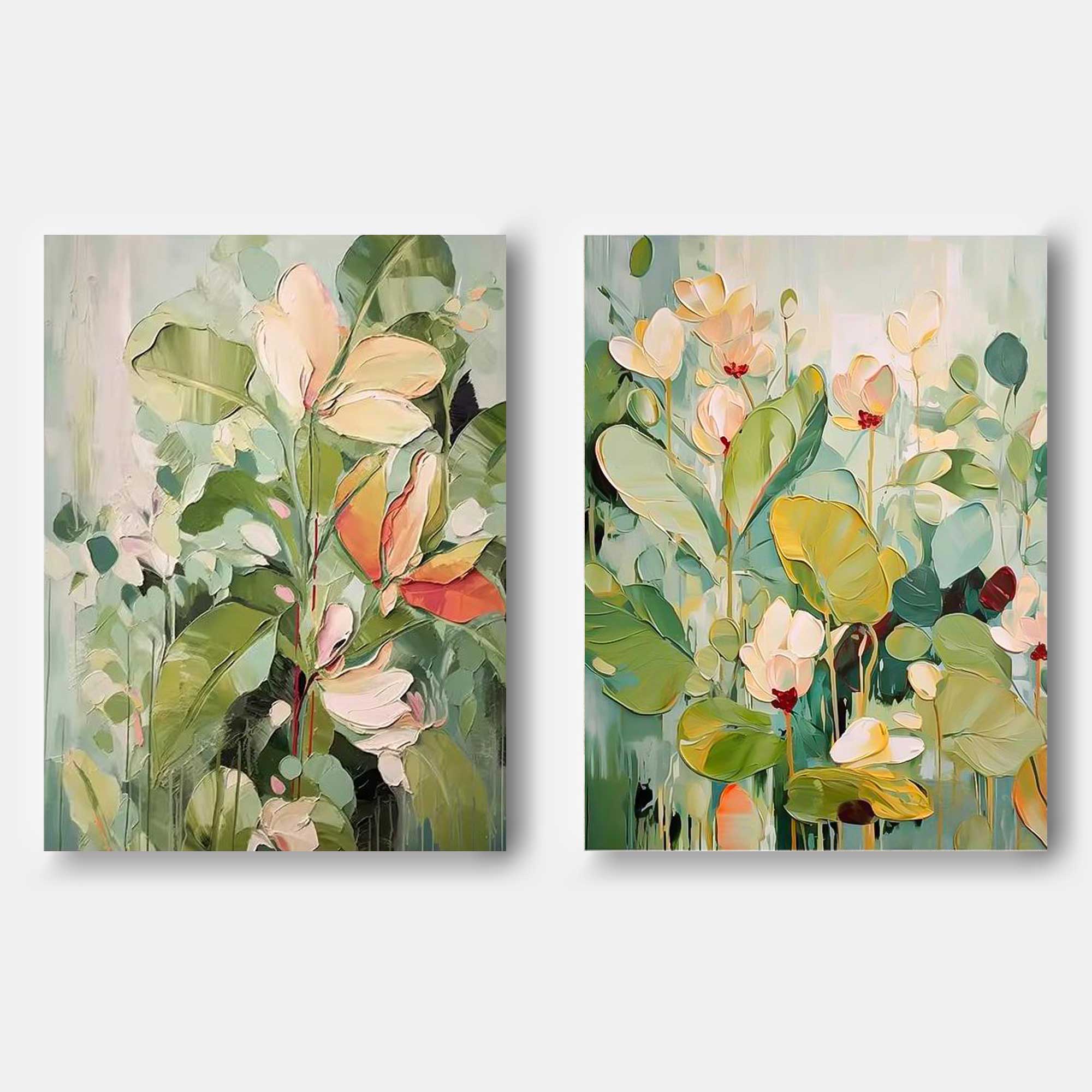 Abstract Muted Green Floral Fragments