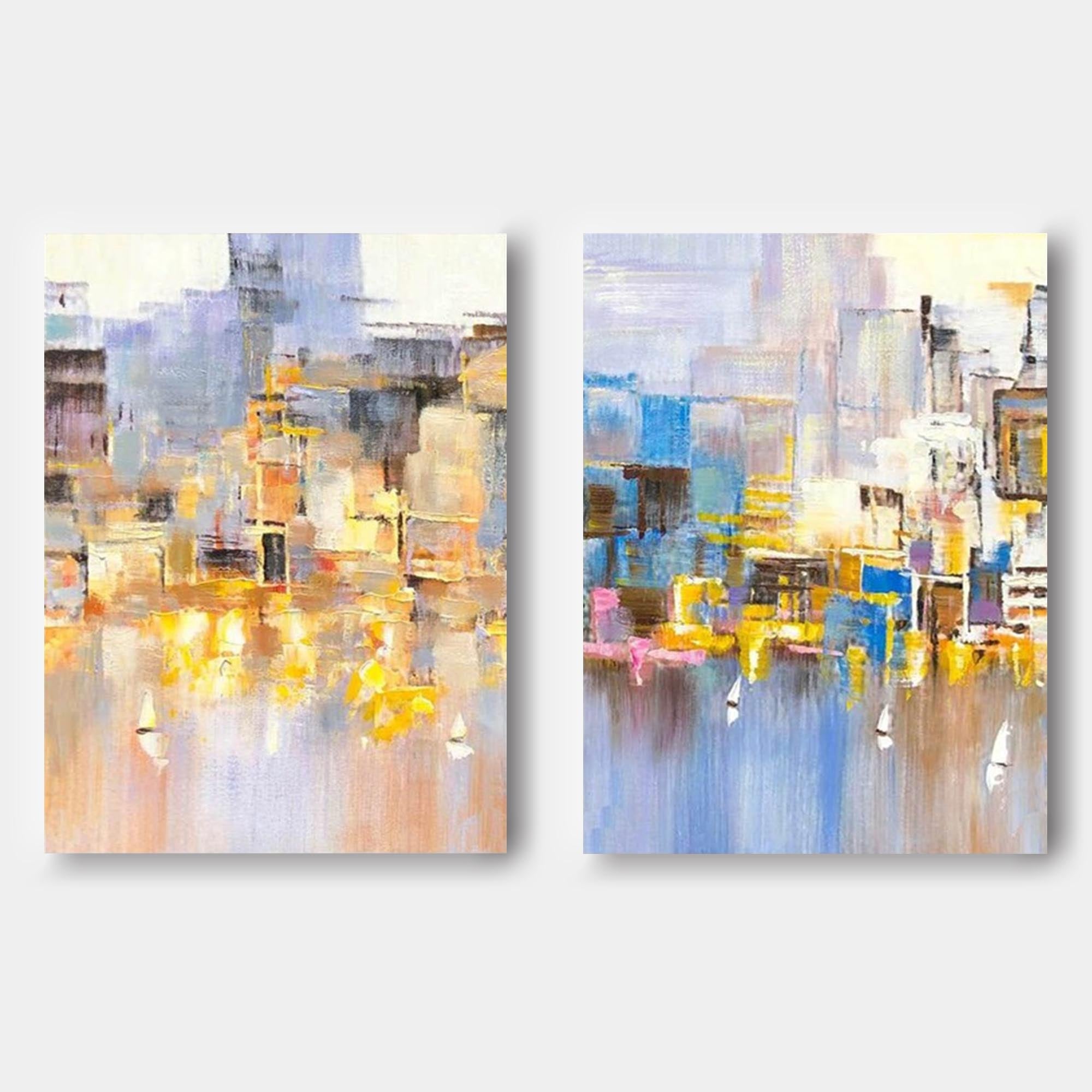 Harbor Abstract Impasto Canvas Wall