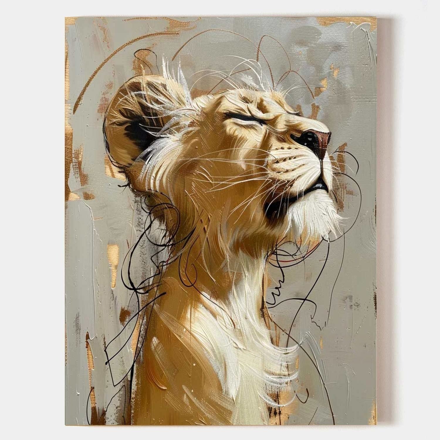 Wall Art Majestic Lioness Gold