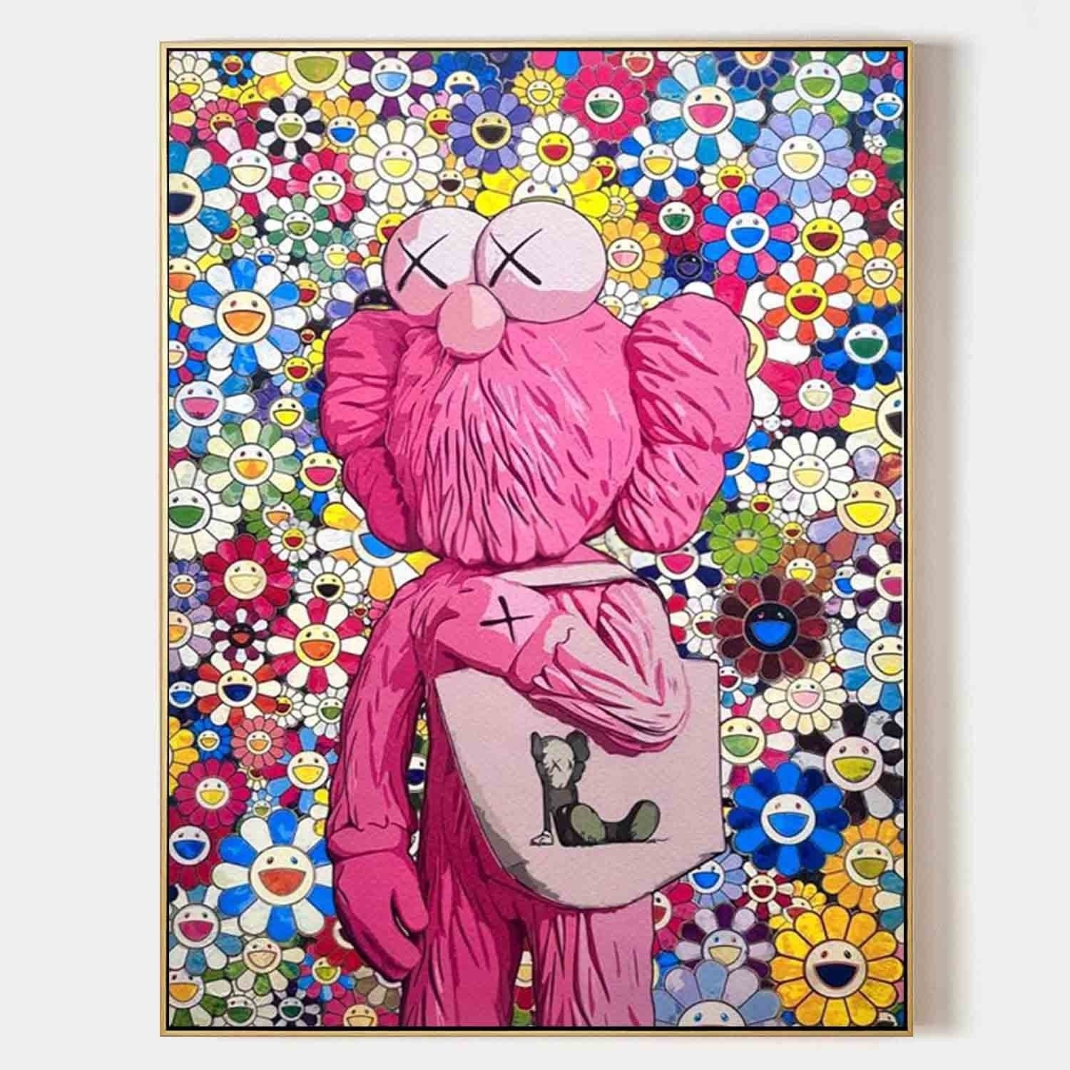 Wall Art Kaws Pink Cartoon Murakami Flower