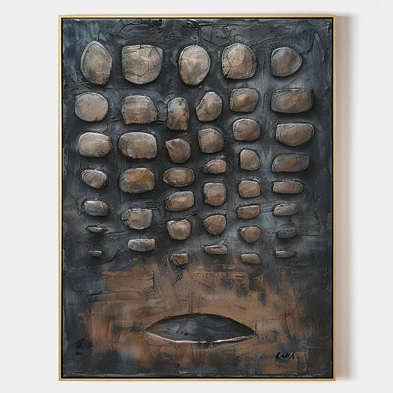 Wall Art Assemblage Textured Monochrome