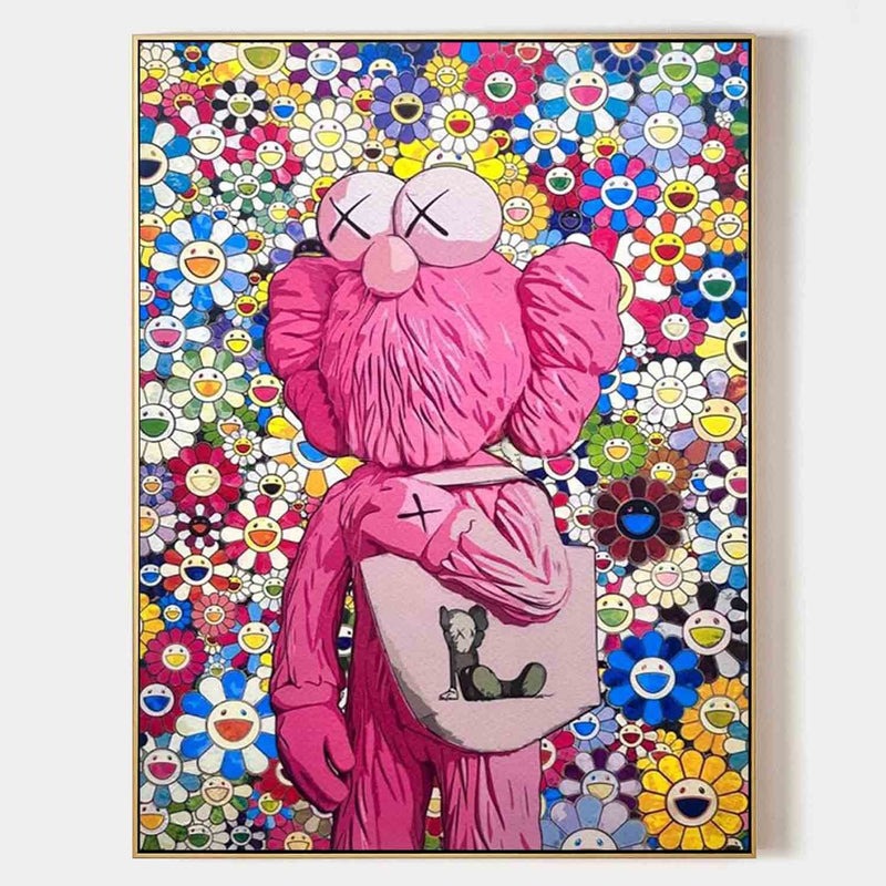 Wall Art Kaws Pink Cartoon Murakami Flower