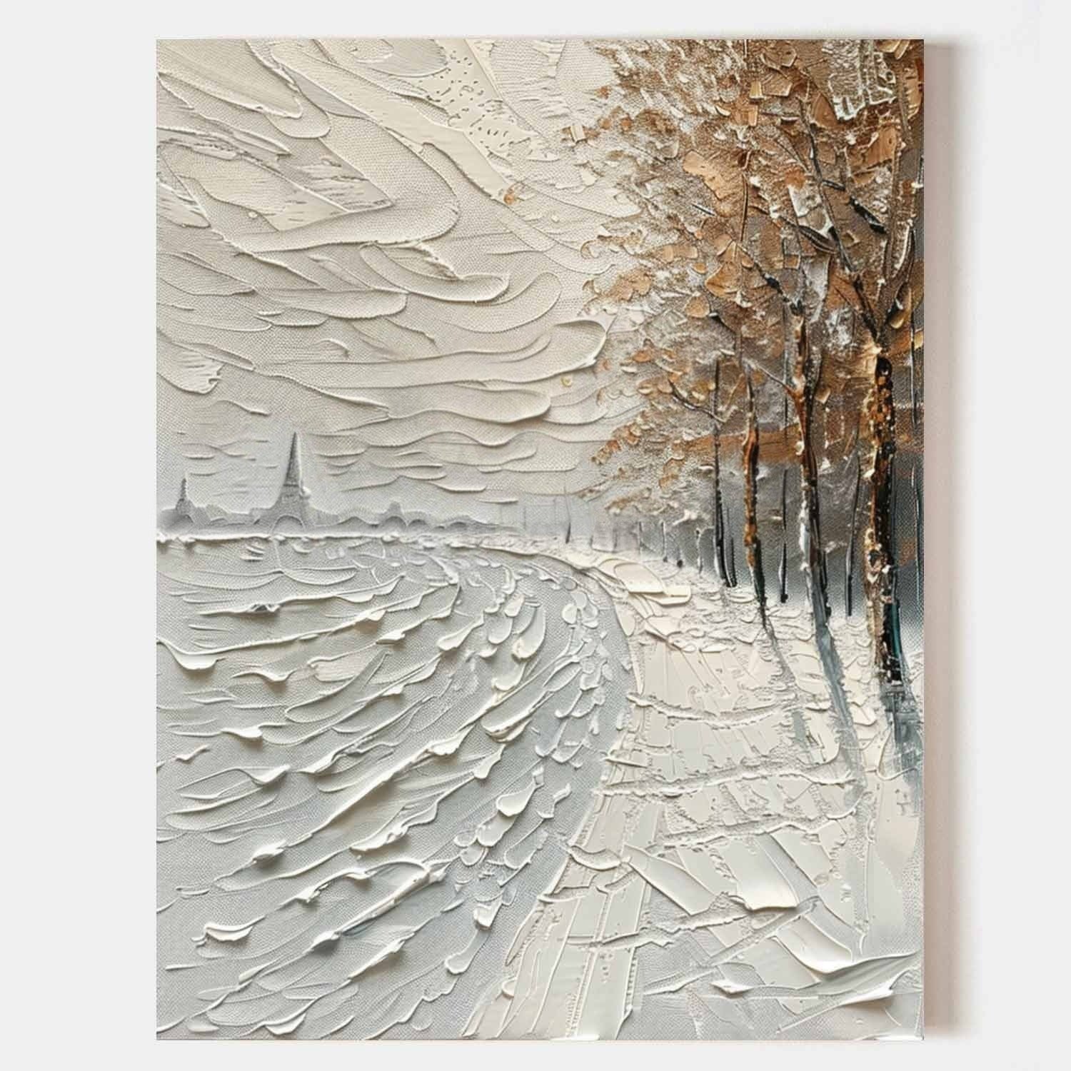 Wall Art Impasto Winter Riverside Path
