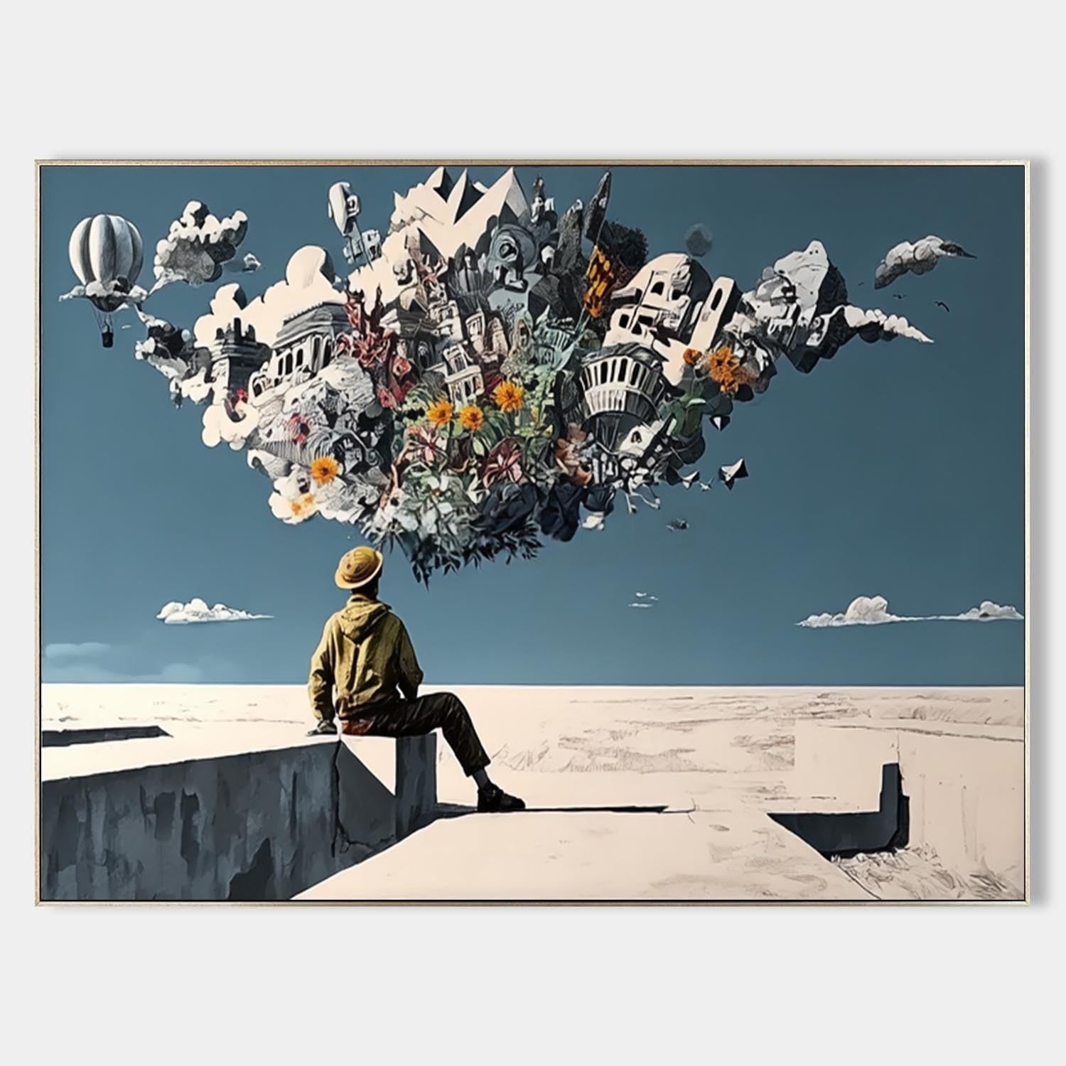 Wall Art Surreal Man Dreaming Floating