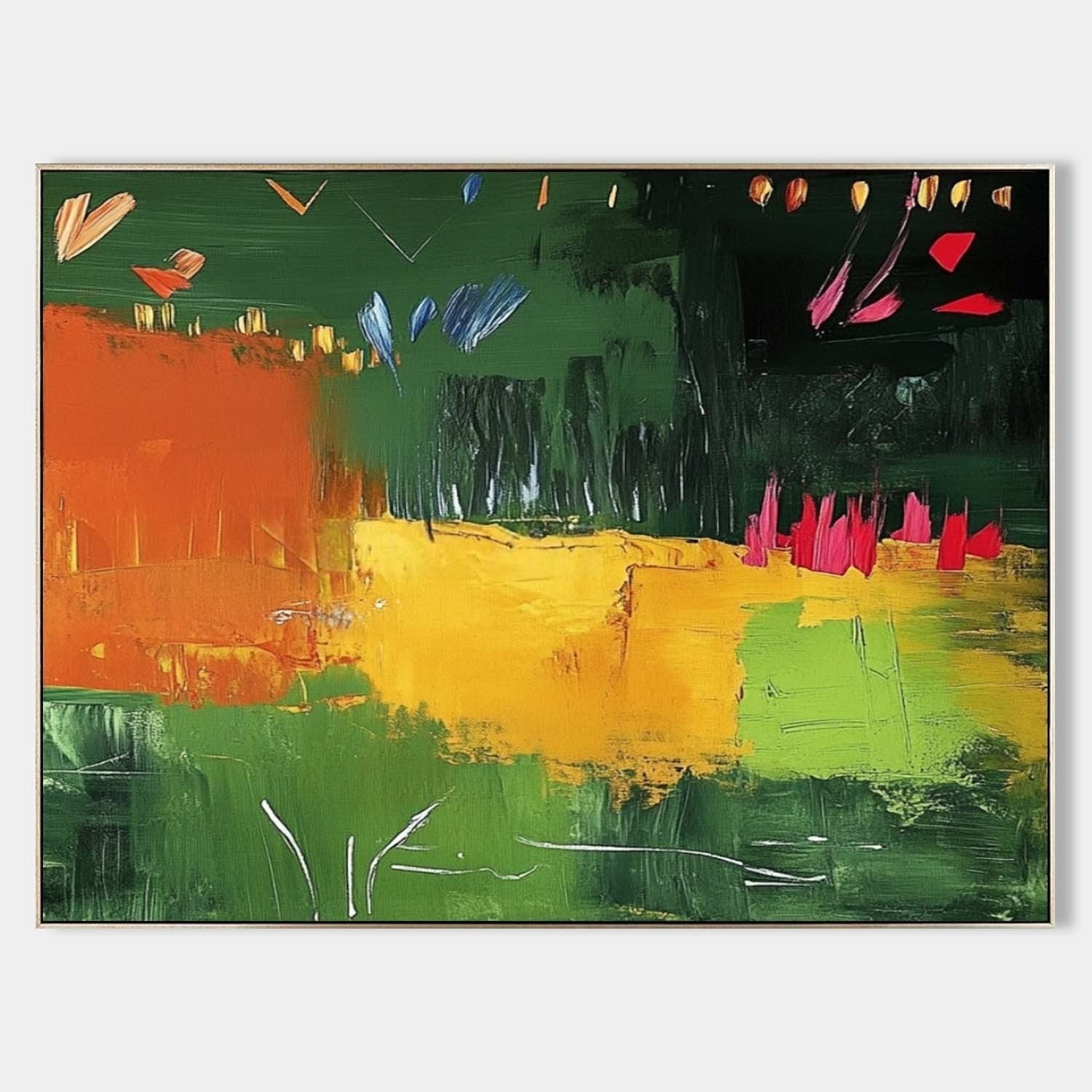 Wall Art Energetic Textured Bold Green