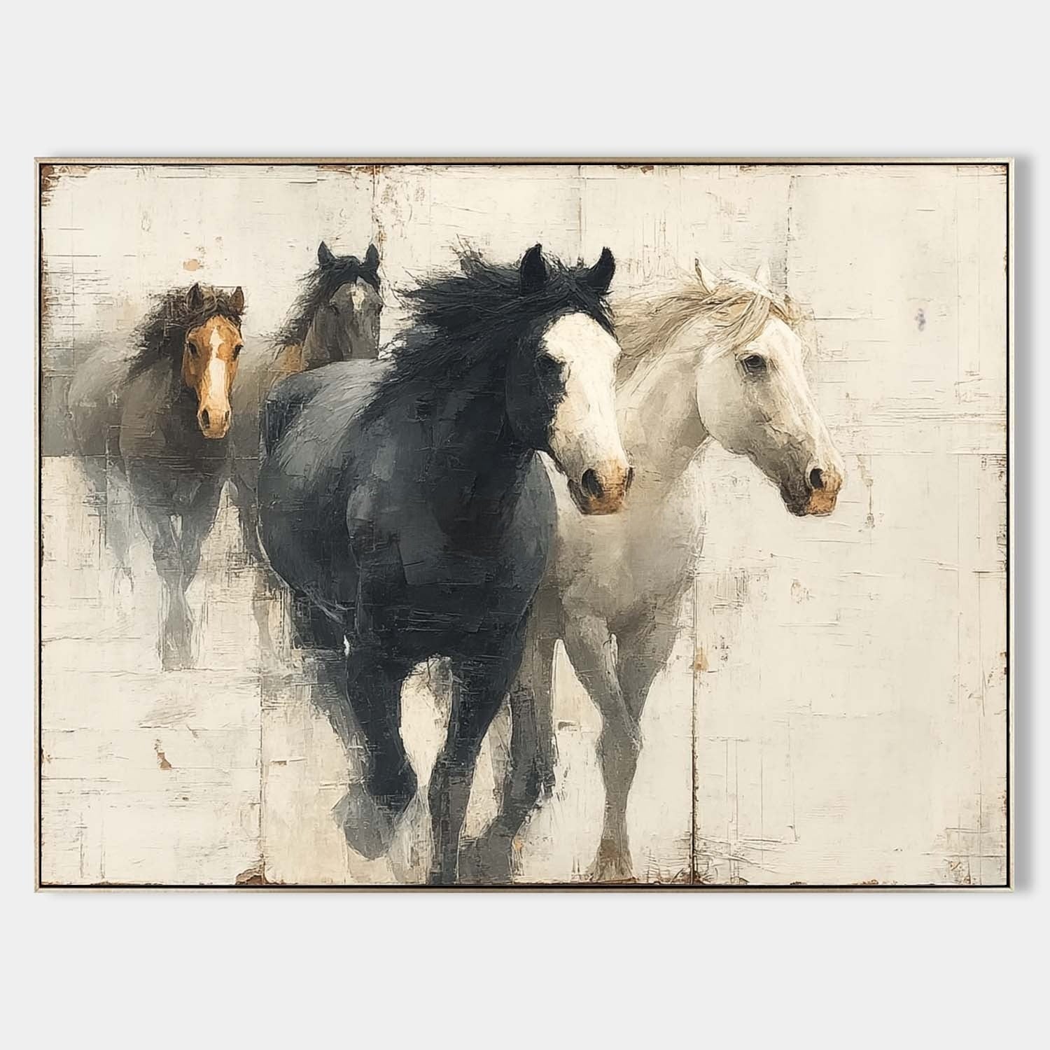 Wall Art Dynamic Textured Running Horses