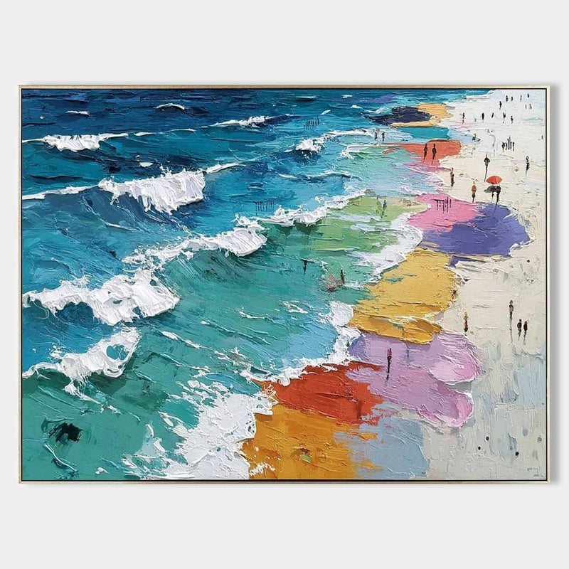 Wall Art Colorful Beach Impasto Ocean Wave