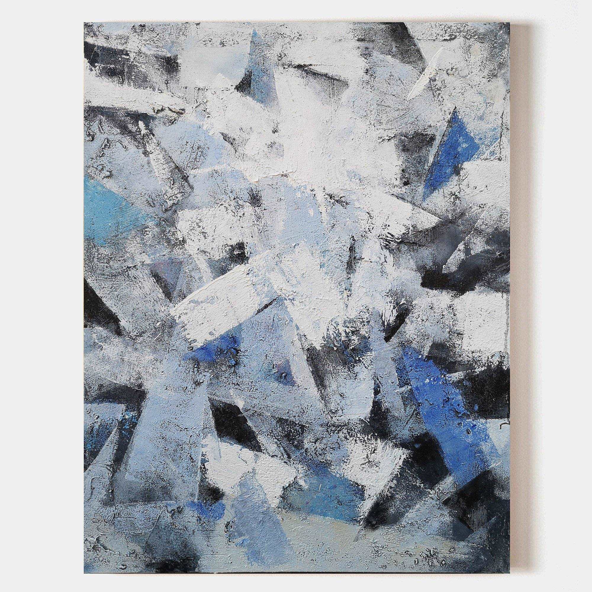 Blue Grey Geometric Abstract Painting