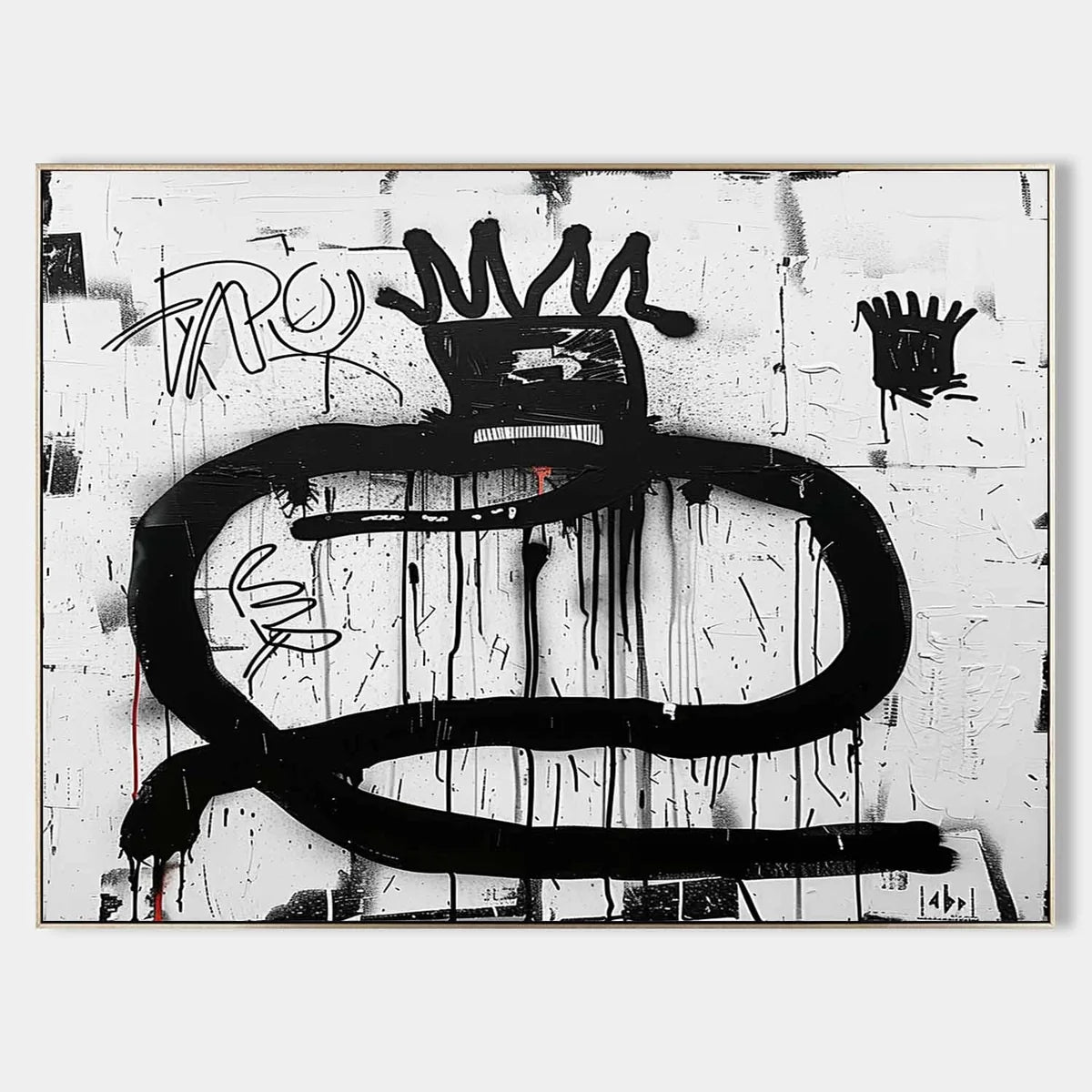 Tactile Neo-Expressionist Oil Painting Bold Black Drips
