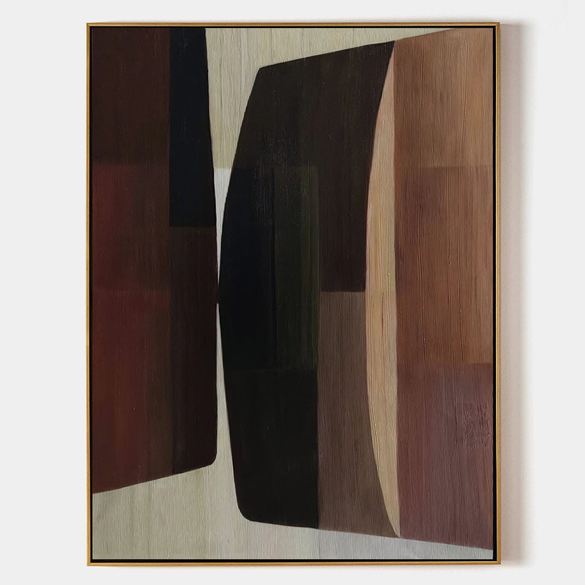 Brown Black Geometric Abstract Painting
