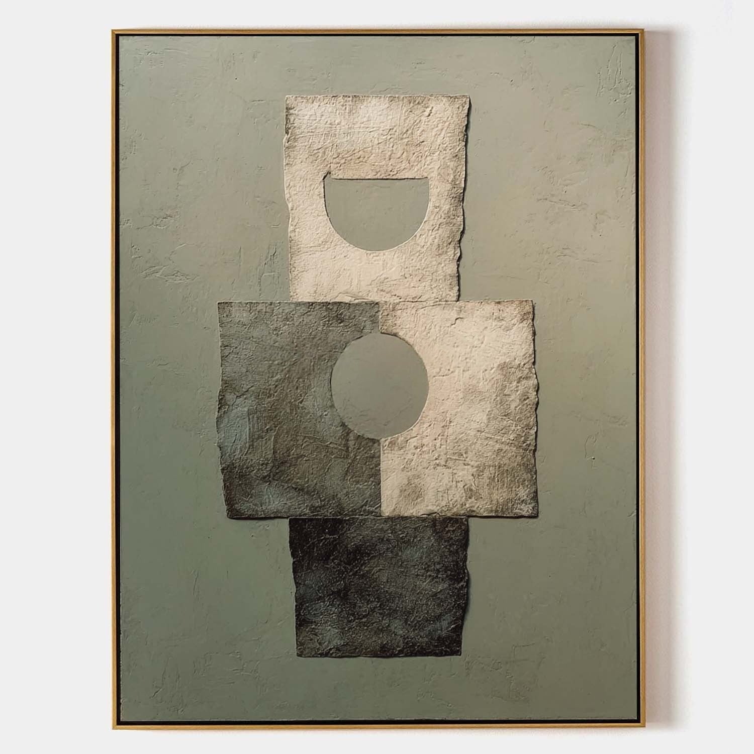 Wabi-Sabi Geometric Abstract Texture Painting