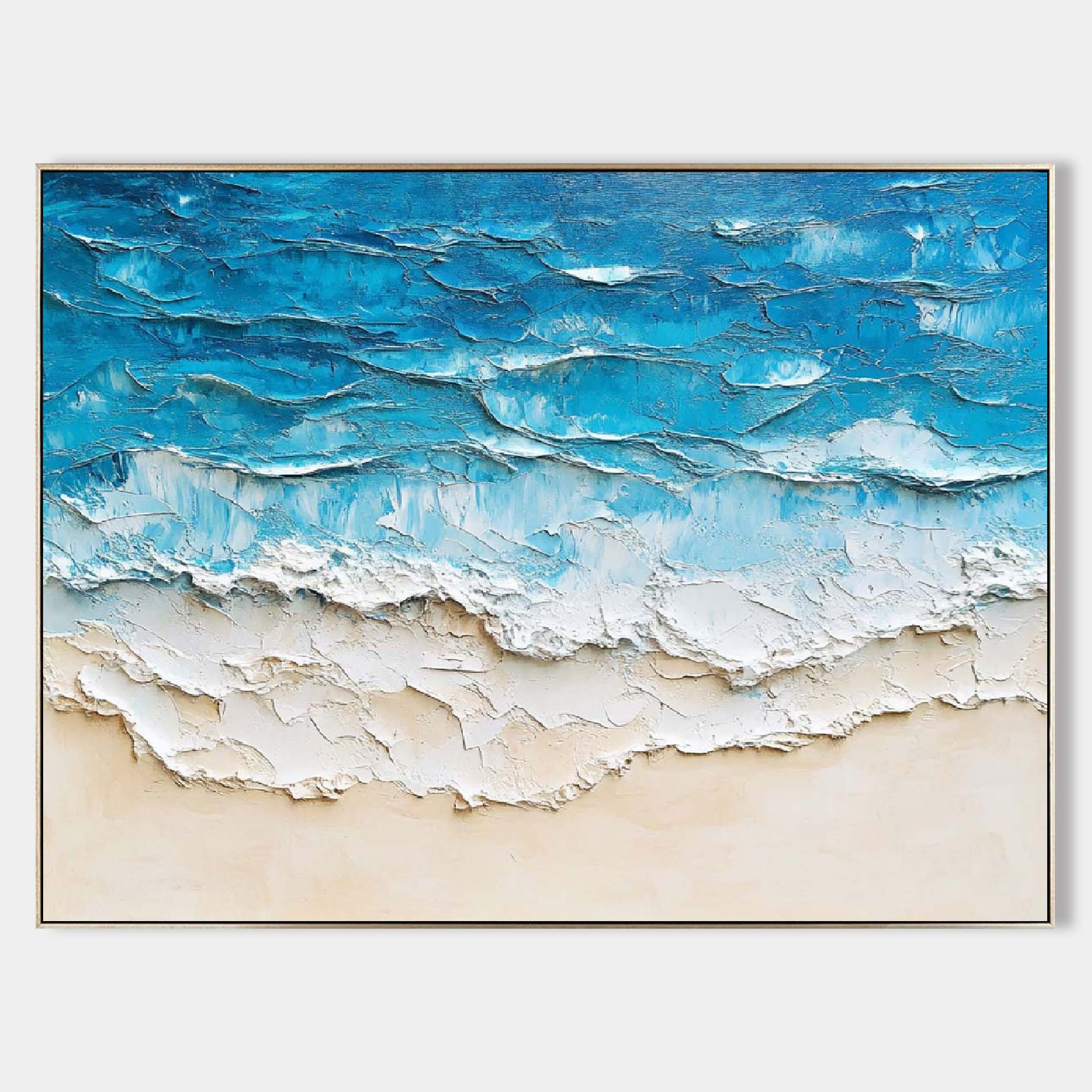 Turquoise Ocean Waves Coastal Painting