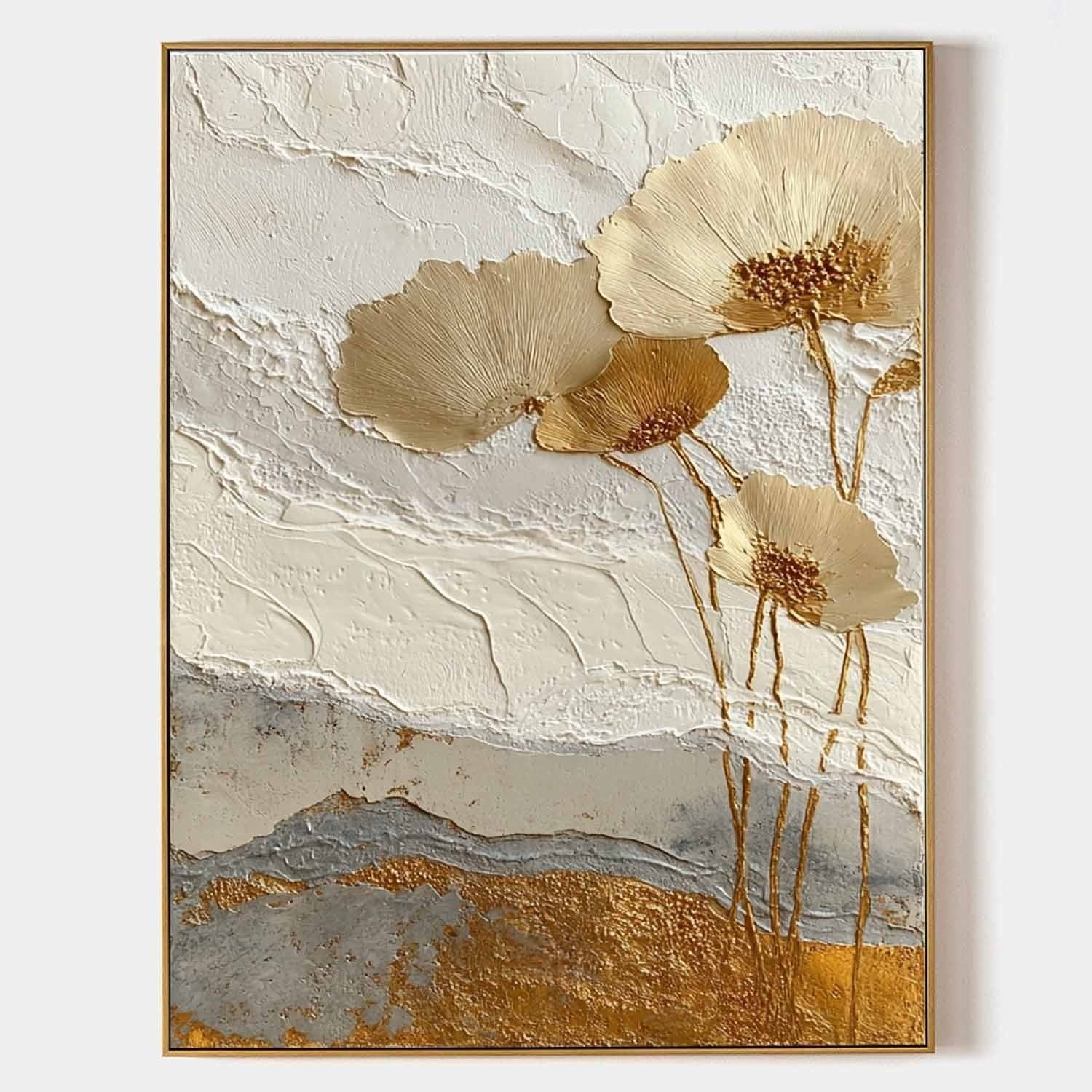Wall Art Minimalist Textured Metallic Gold