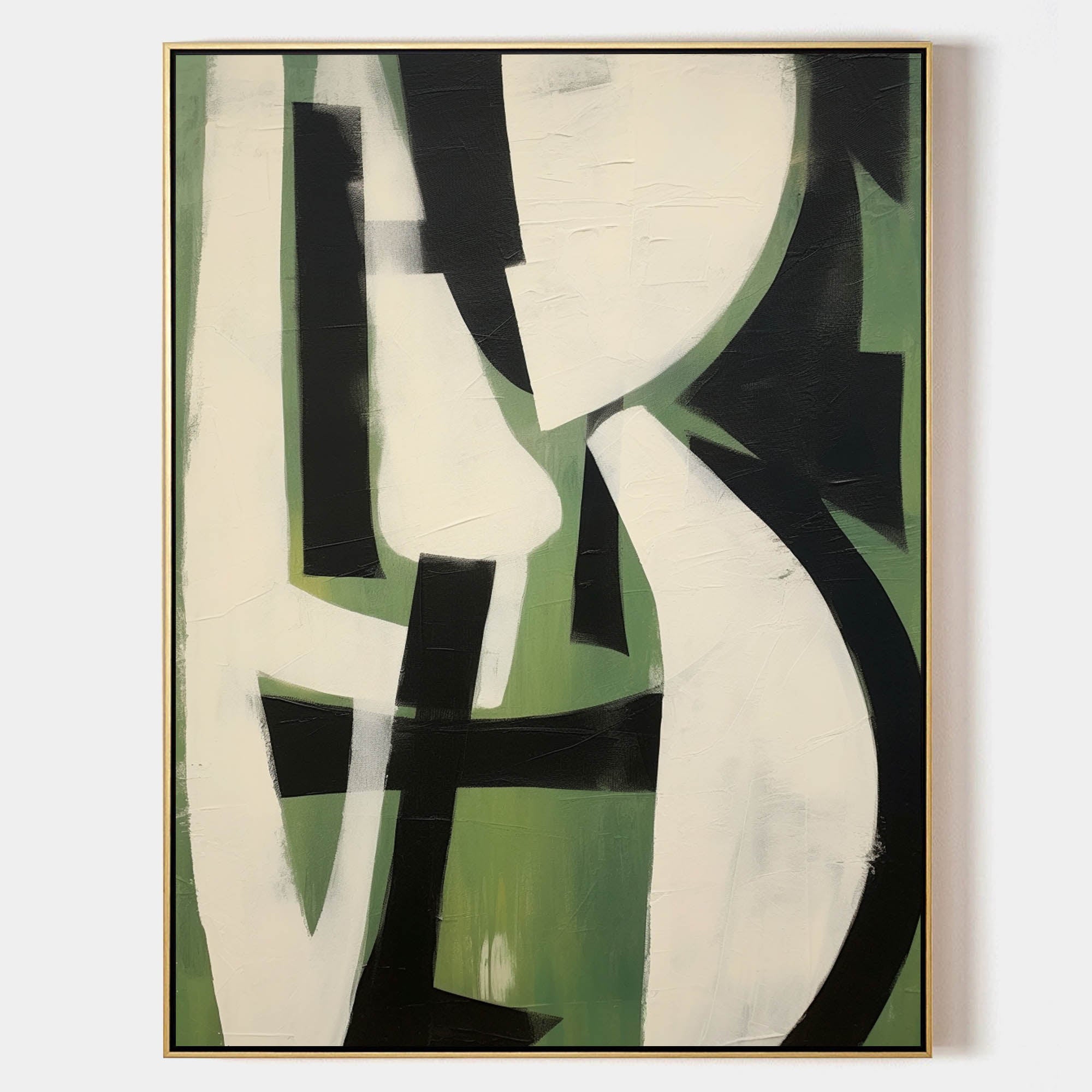 Wall Art Green Black White Geometric Abstract