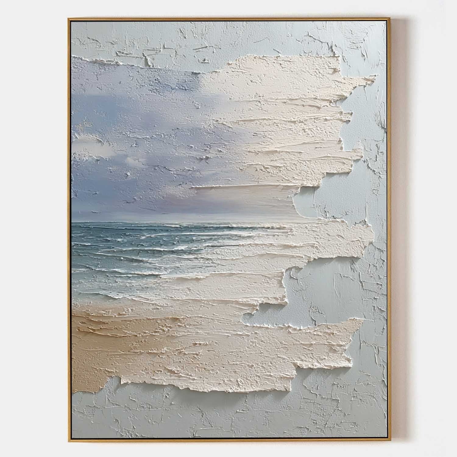 PlWall Art Vertical Horizontal Wabi-Sabi Sea Relief Scene Cool Coastal