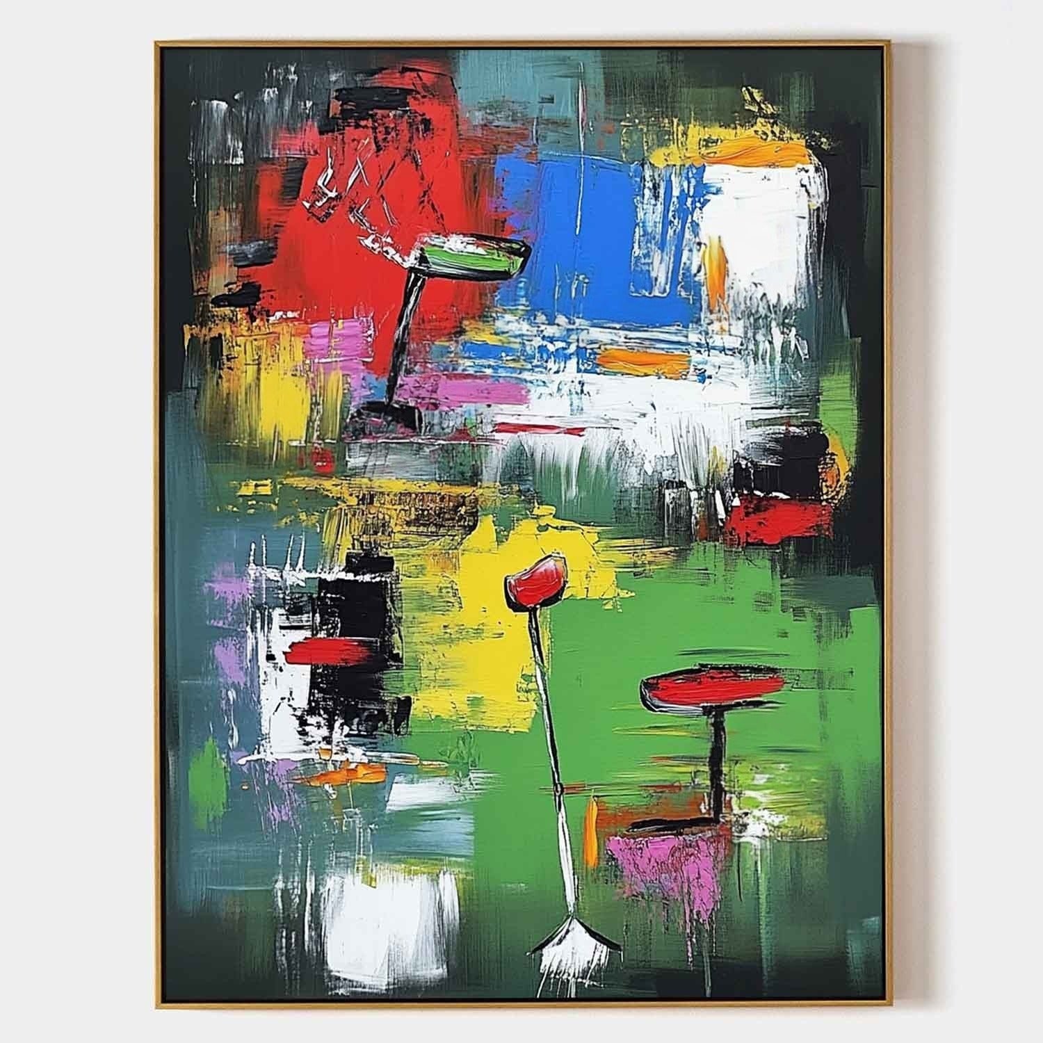 Wall Art Vertical Expressionist Golf Painting