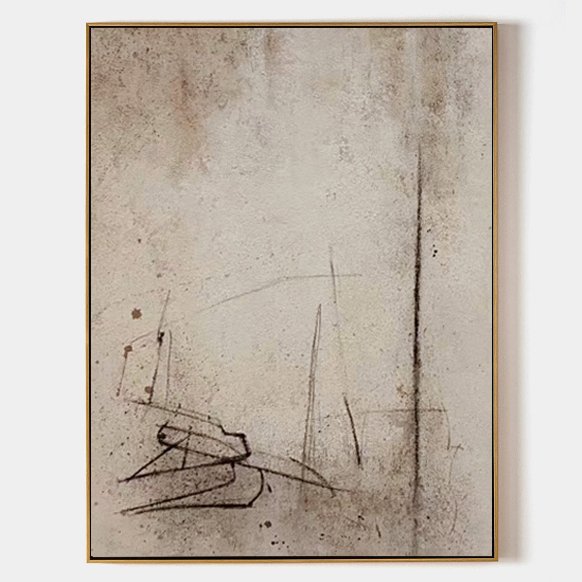 Vintage Neutral Sketch Abstract Textured Wall Art