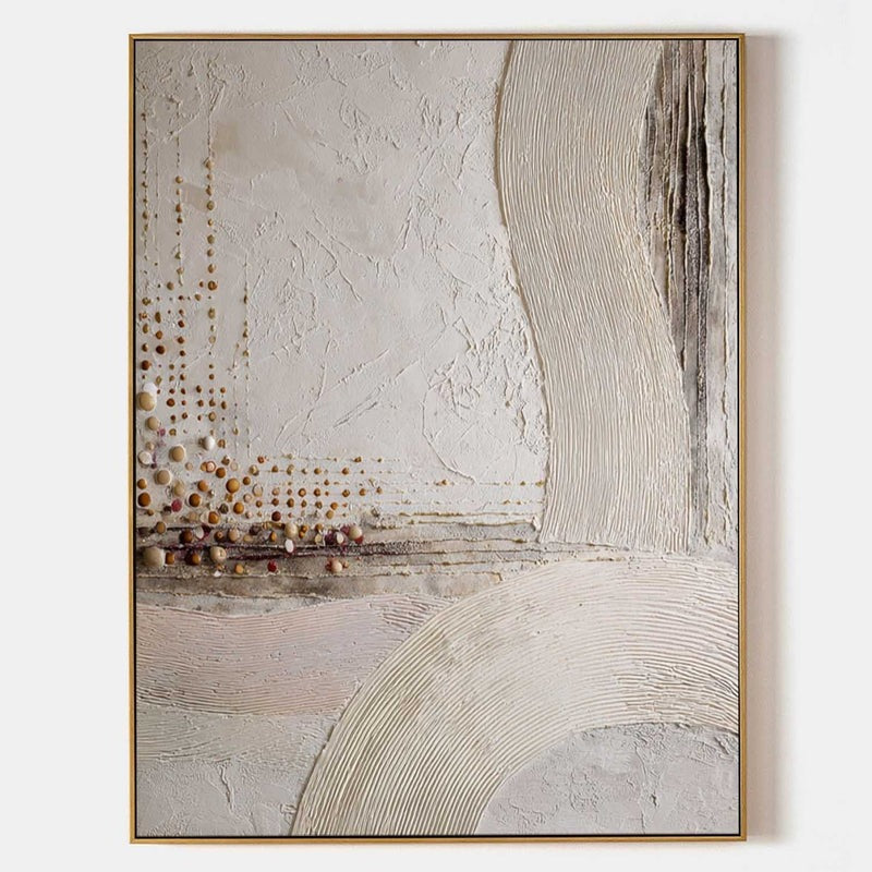 Wall Art Minimalist 3D Gold Dotted Flowing Waves
