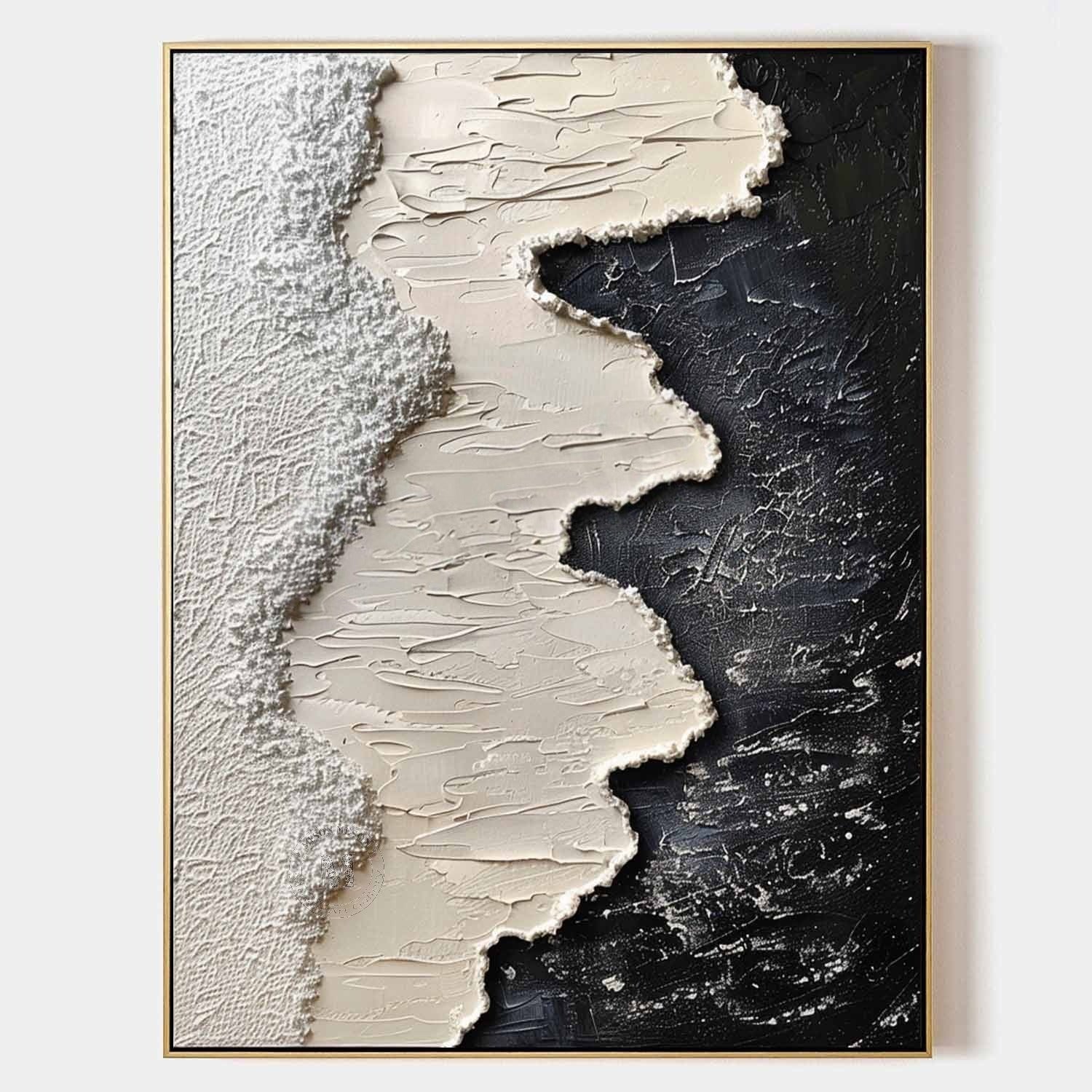 Wall Art Monochrome Wave Painting