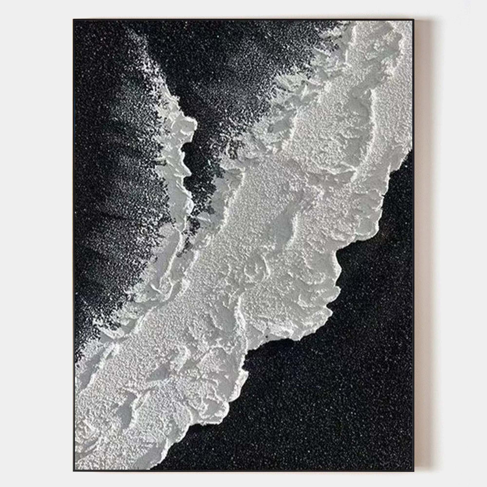 Textured Black Ocean Wave Canvas Wall Art