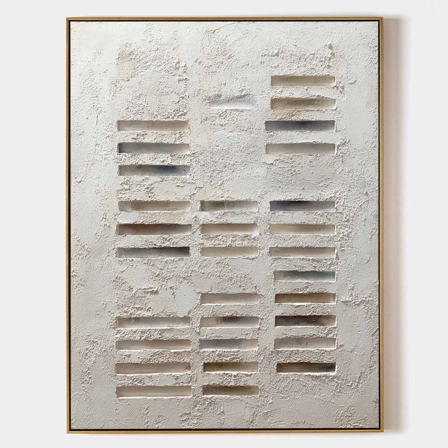 Wabi-Sabi Minimalist Linear Bas-Relief Painting