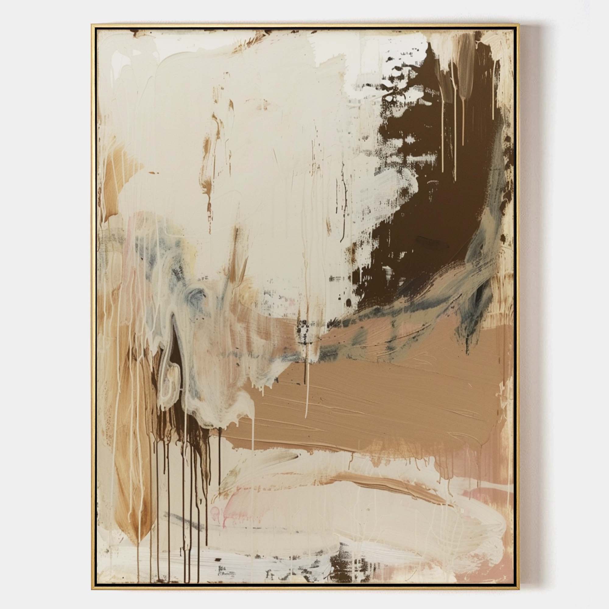 Earthy Tone Drip Abstract Canvas Wall Art