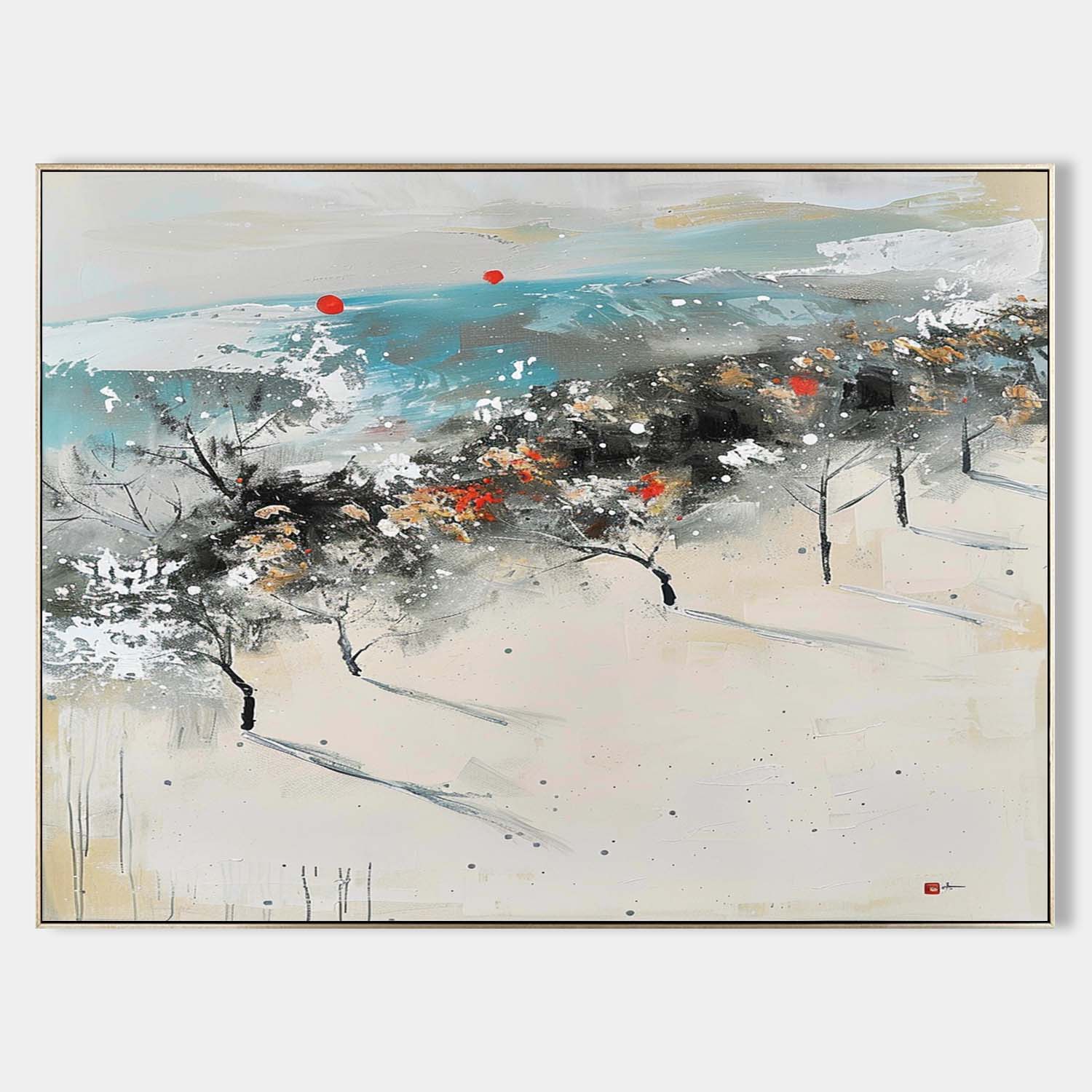Wall Art Winter Landscape Trees Abstraction Soft