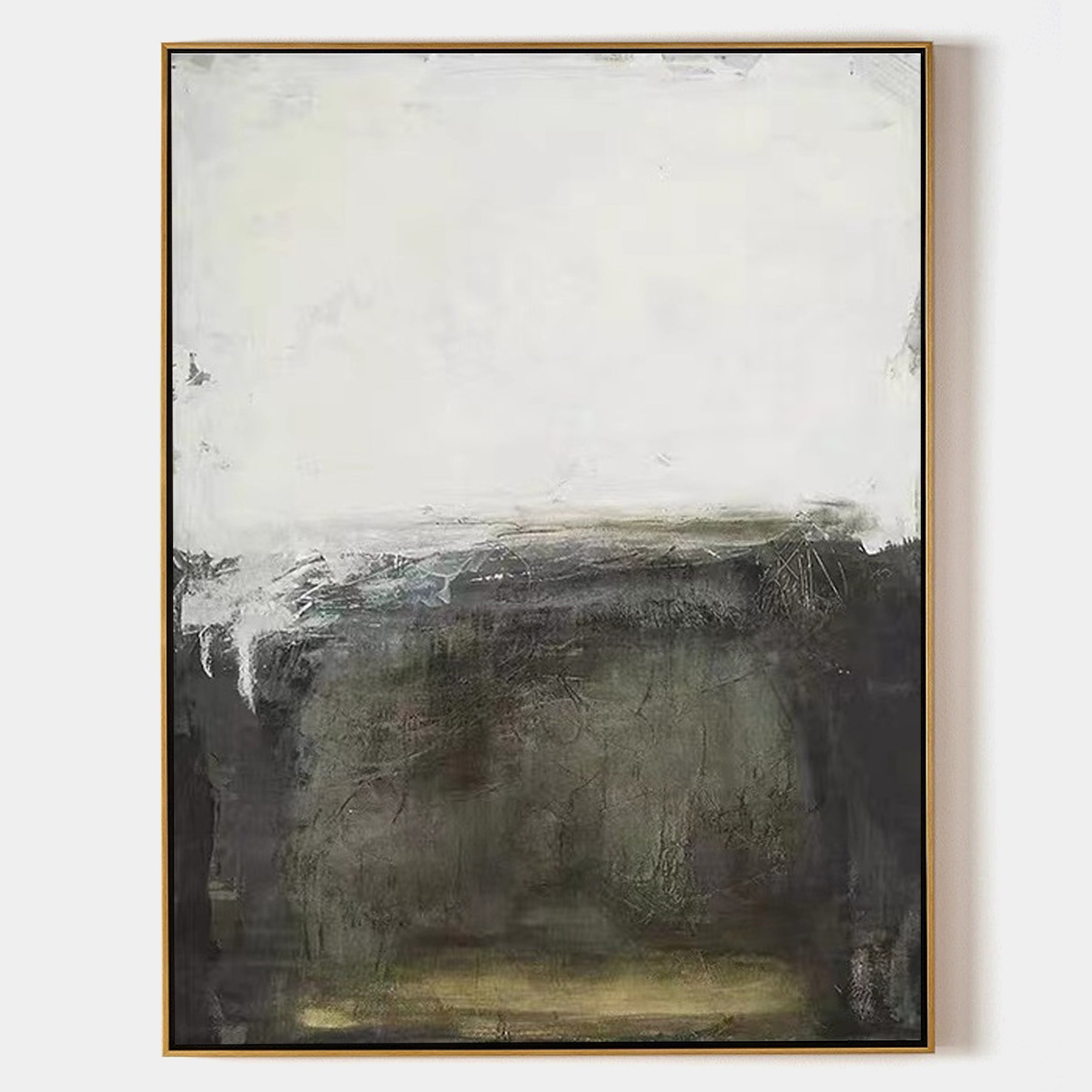 Green Abstract Minimalist Retro Oil Painting