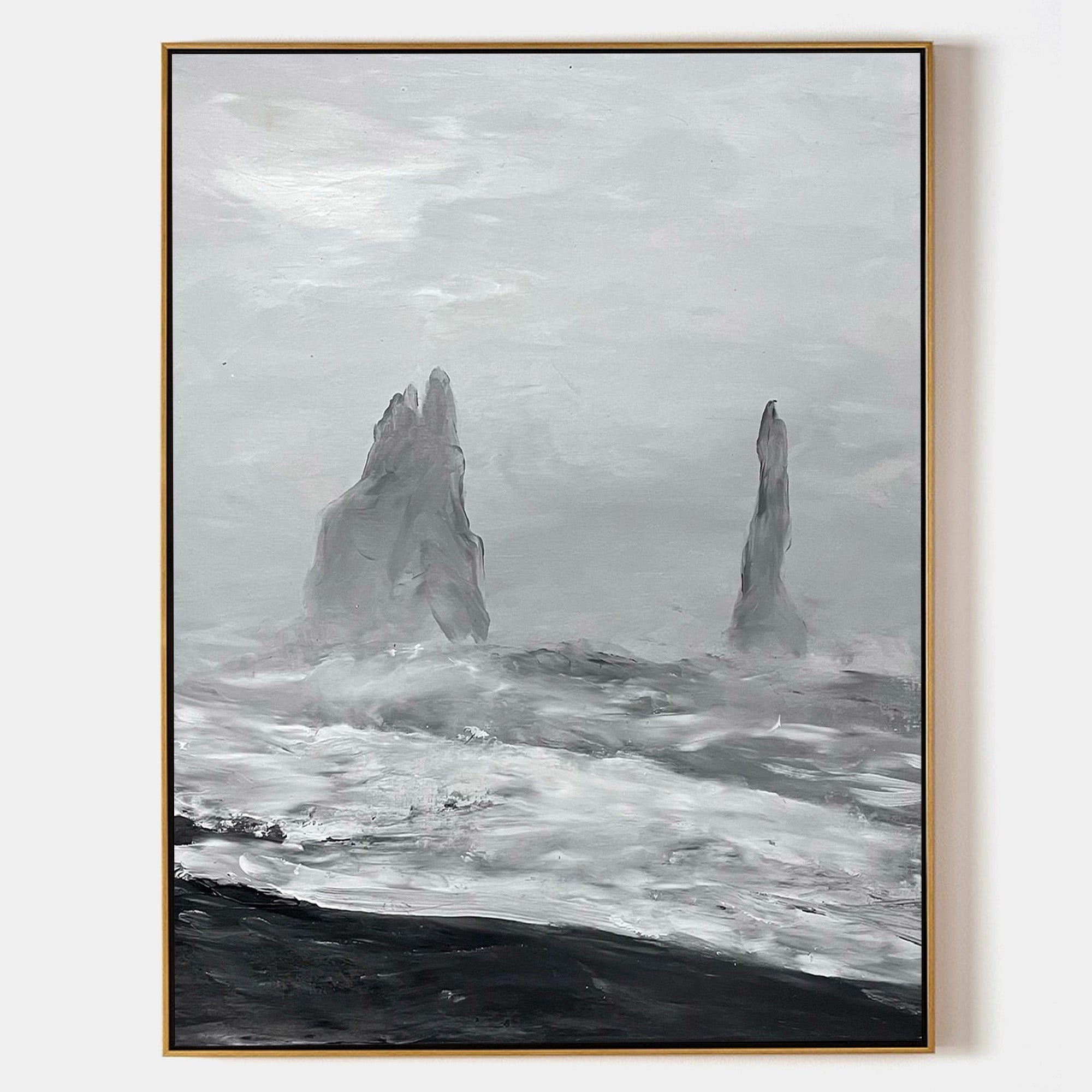 Black And White Seascape Painting ABSV23 - Neutralighting